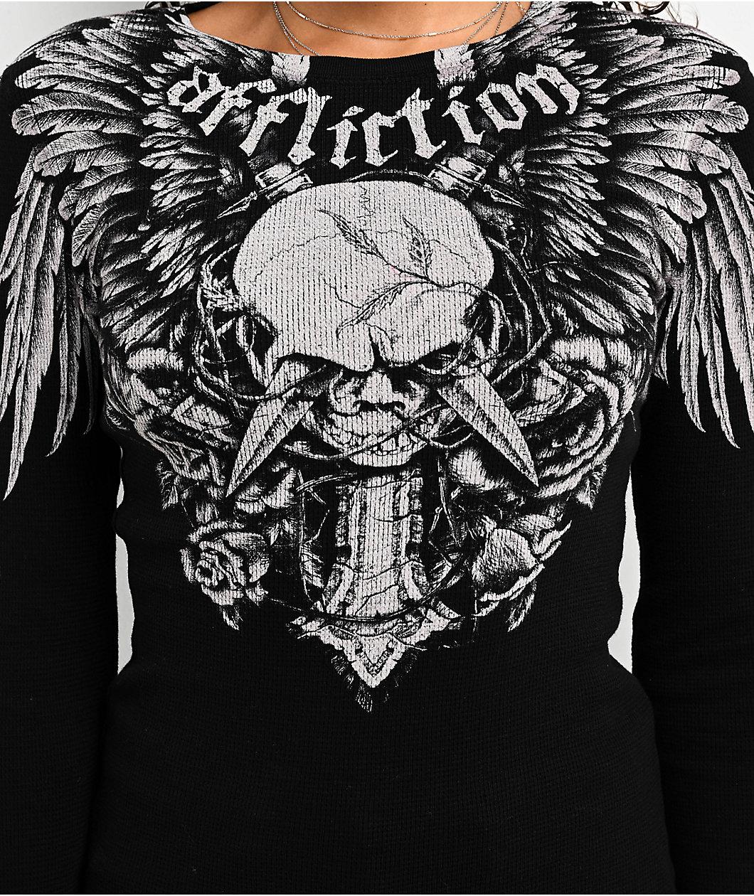 Affliction Crossed Over Black Lava Thermal Long Sleeve T-Shirt Product Image