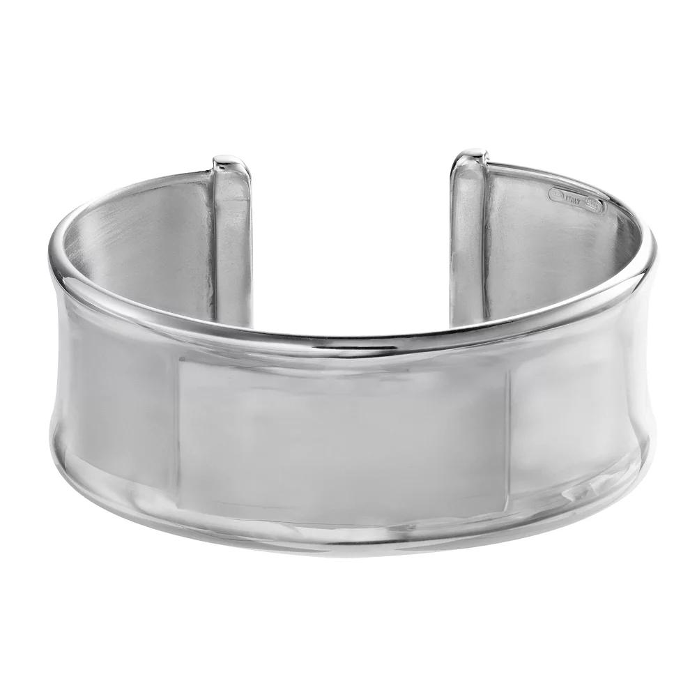 Sterling Silver Concave Cuff Bangle Bracelet, Women's, Silver Tone Product Image