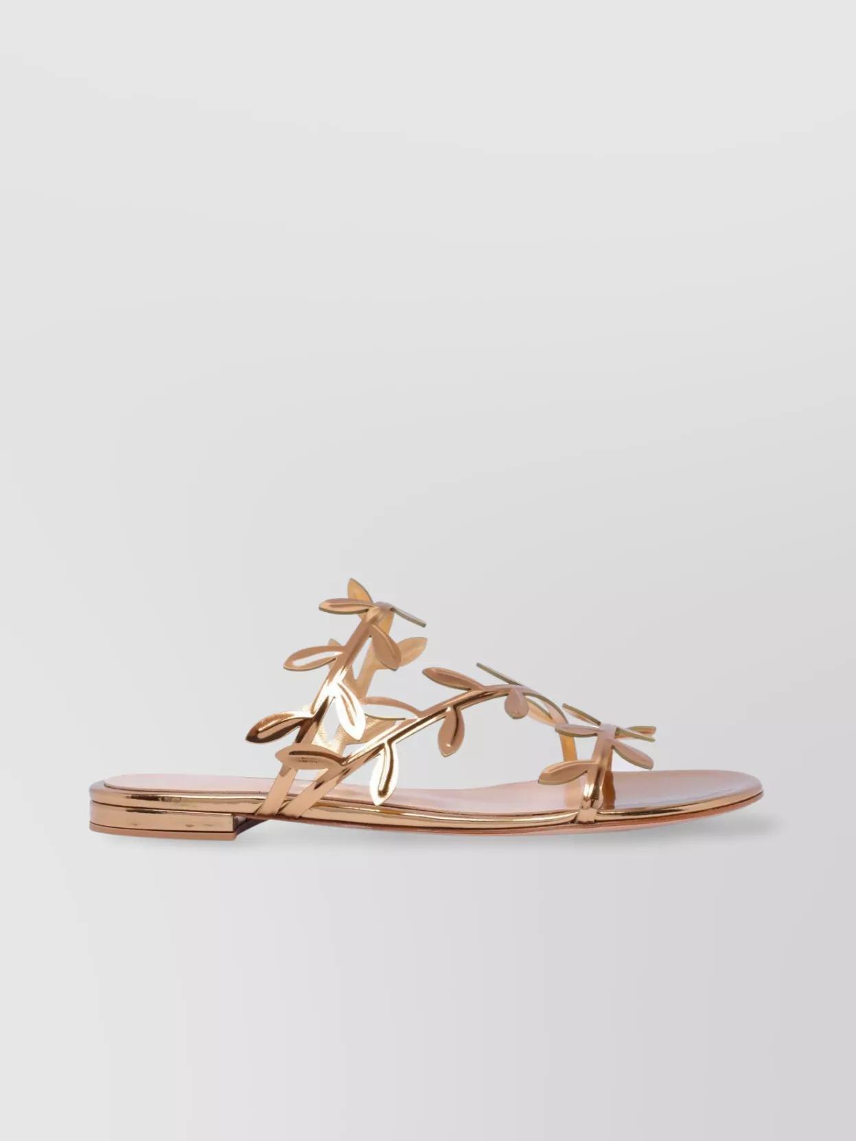 GIANVITO ROSSI Flavia Metallic Leather Sandals In Mekong Product Image