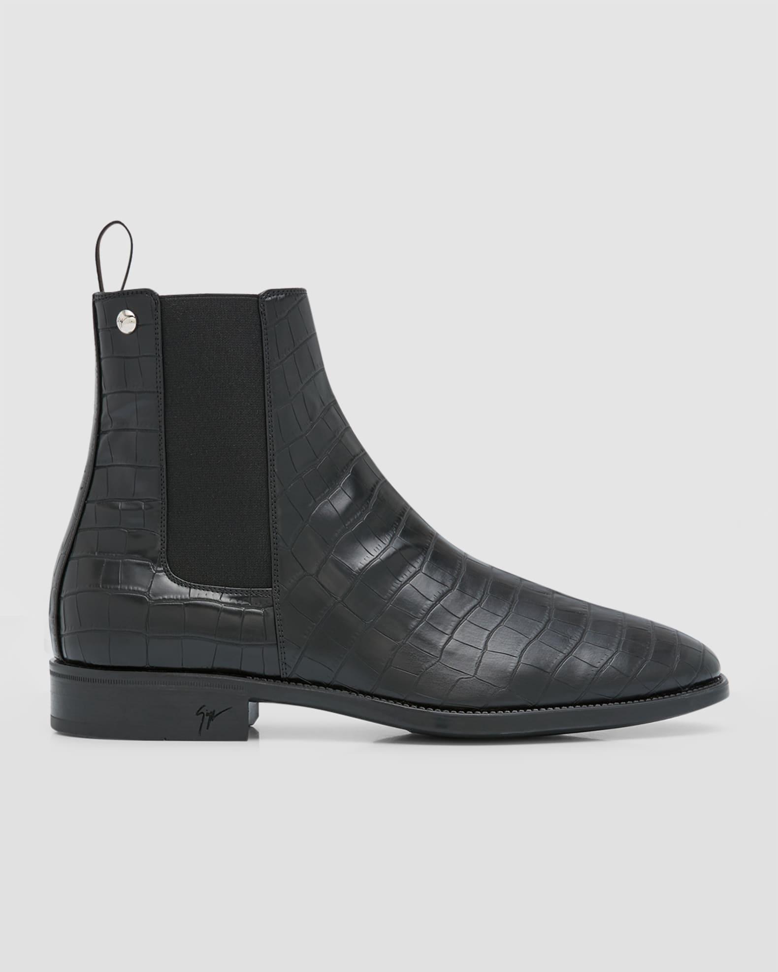 Men's Croc-Embossed Leather Chelsea Boots Product Image