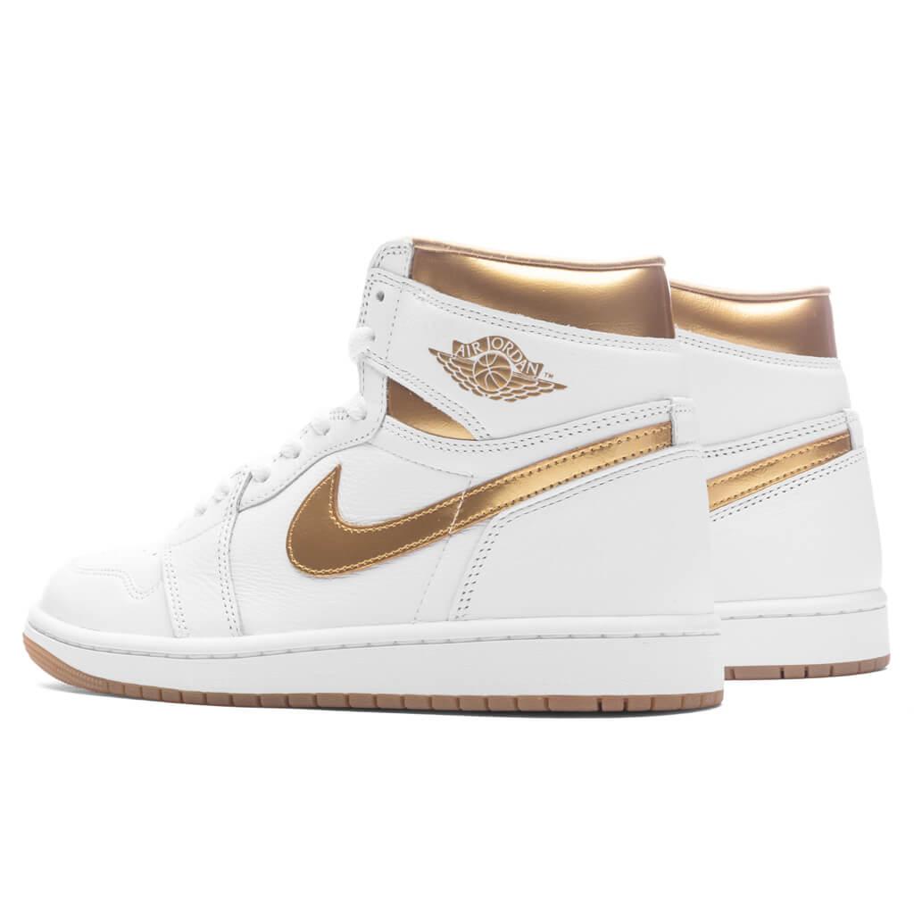 Women's Air Jordan 1 Retro High OG - White/Metallic Gold/Gum Light Brown Female Product Image