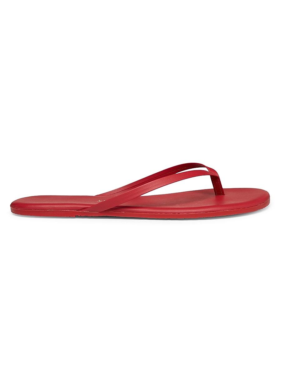 Womens Solids Leather Flip Flops Product Image