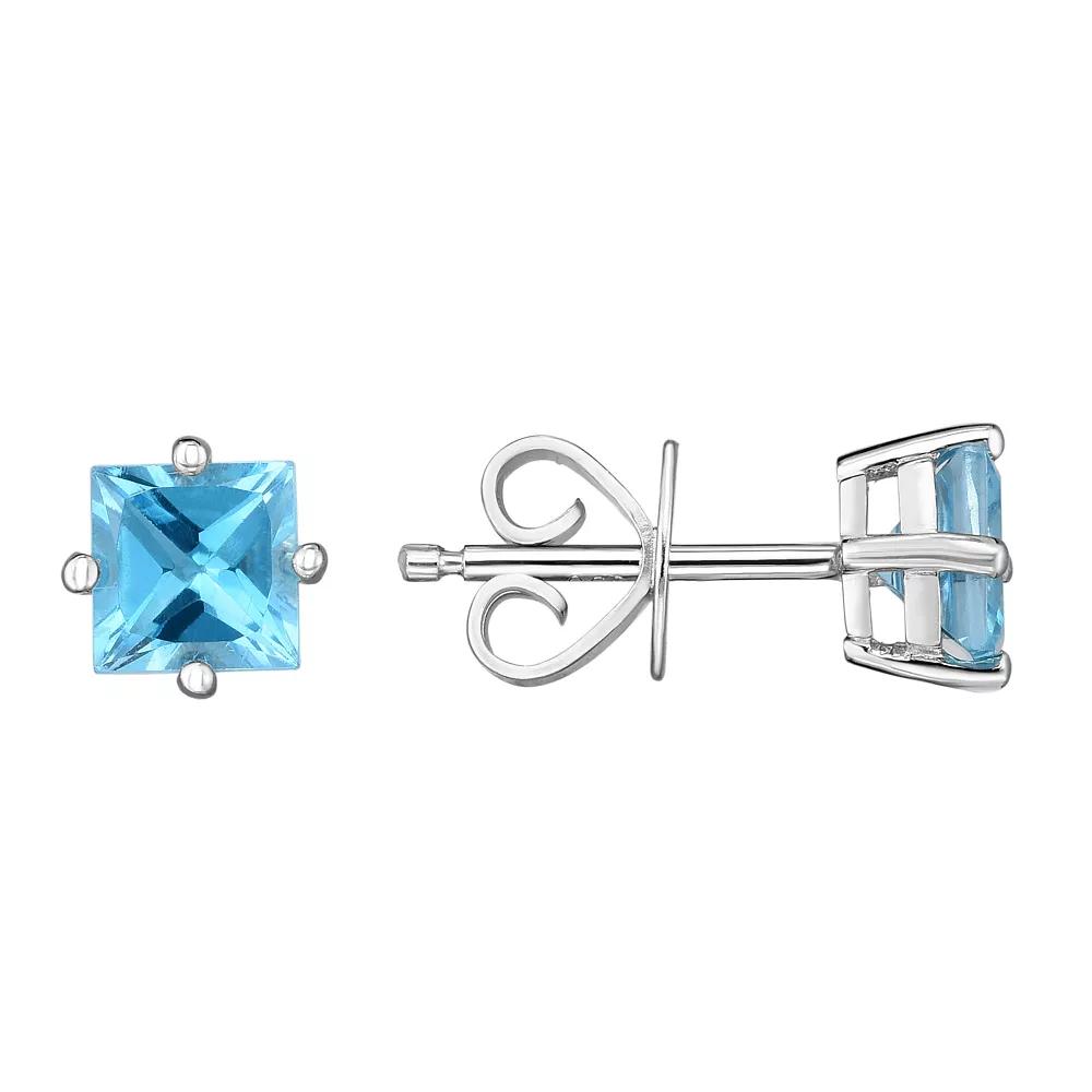 Oro Leoni Sterling Silver Blue Topaz Stud Earrings, Women's Product Image