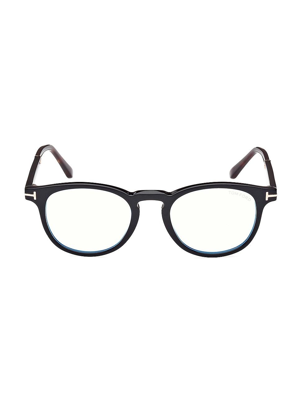 Mens 49MM Blue-Block Optical Round Glasses Product Image