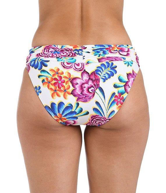 La Blanca Flor De Paradiso Floral Print Shirred Band Hipster Swim Bottom Product Image
