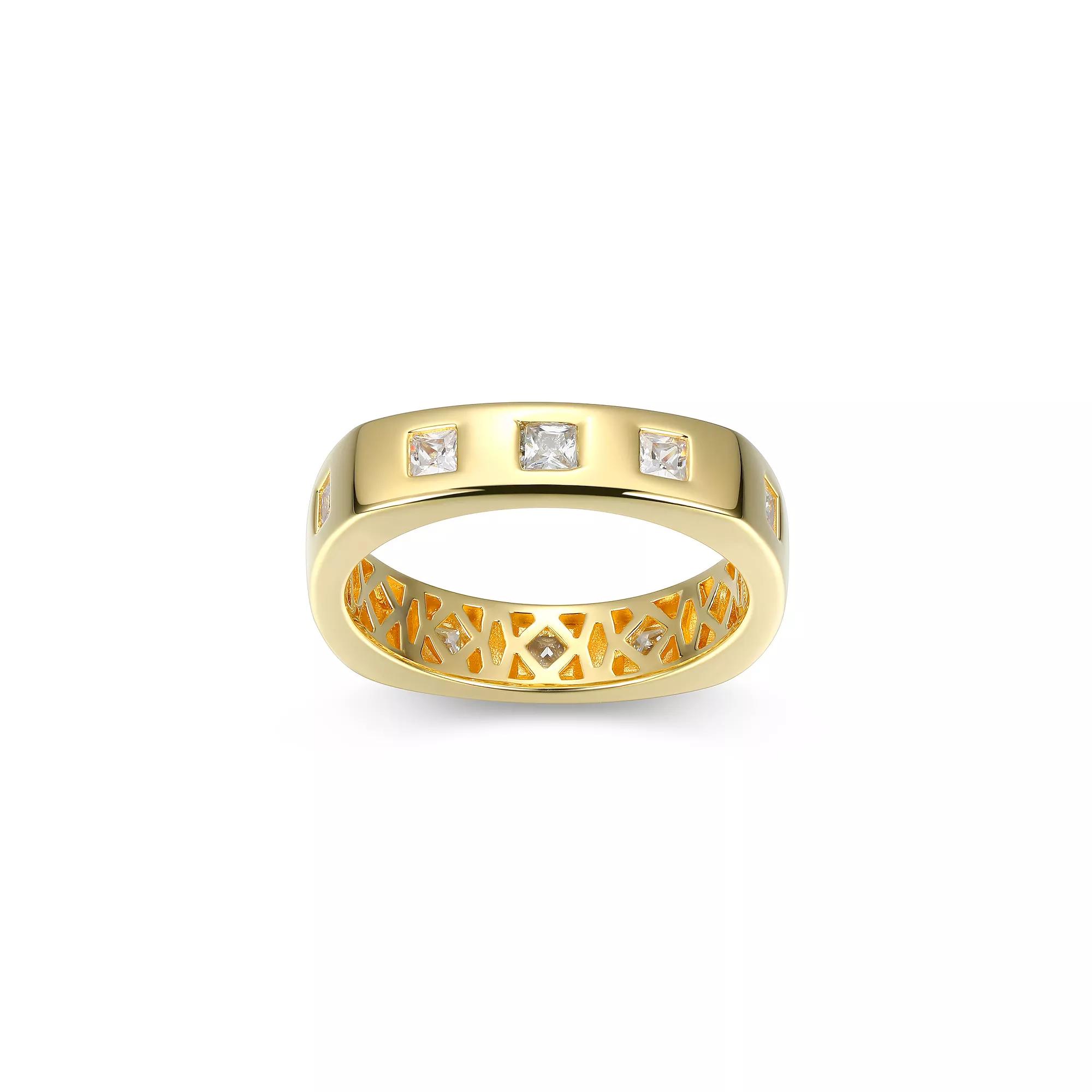 Men's 18k Gold Over Silver Cubic Zirconia Band Ring, Size: 11, Gold Tone Product Image