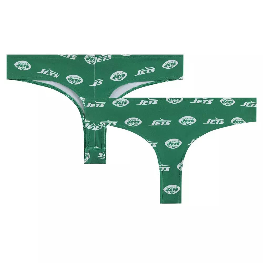 Women's Concepts Sport Green New York Jets Record Allover Print Knit Thong, Size: XL Product Image