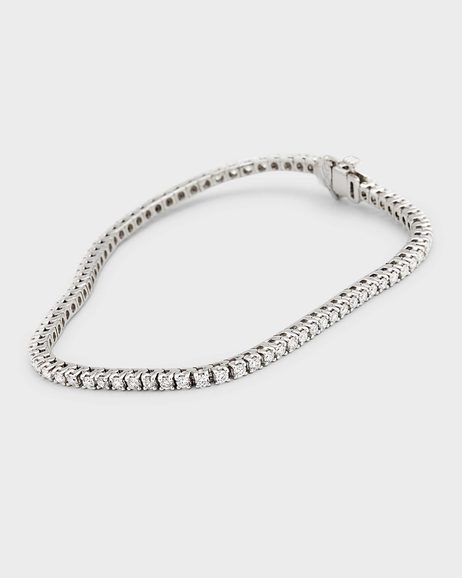 18K White Gold Round Lab Grown Diamond Bracelet, 7"L Product Image