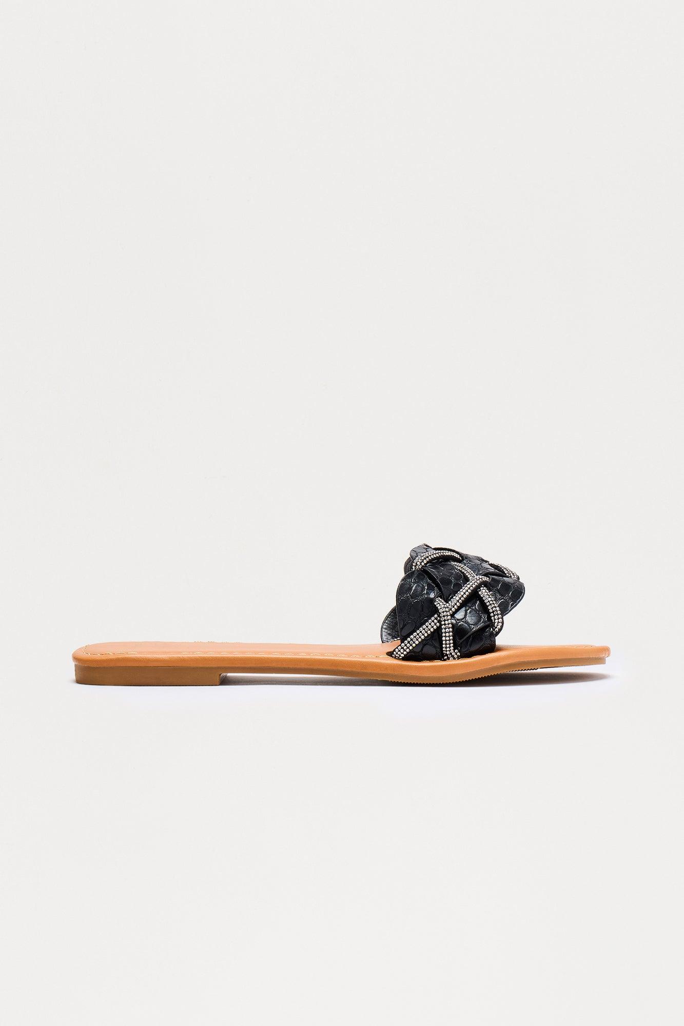 Charlette Braided Slip On Sandals - Black Product Image