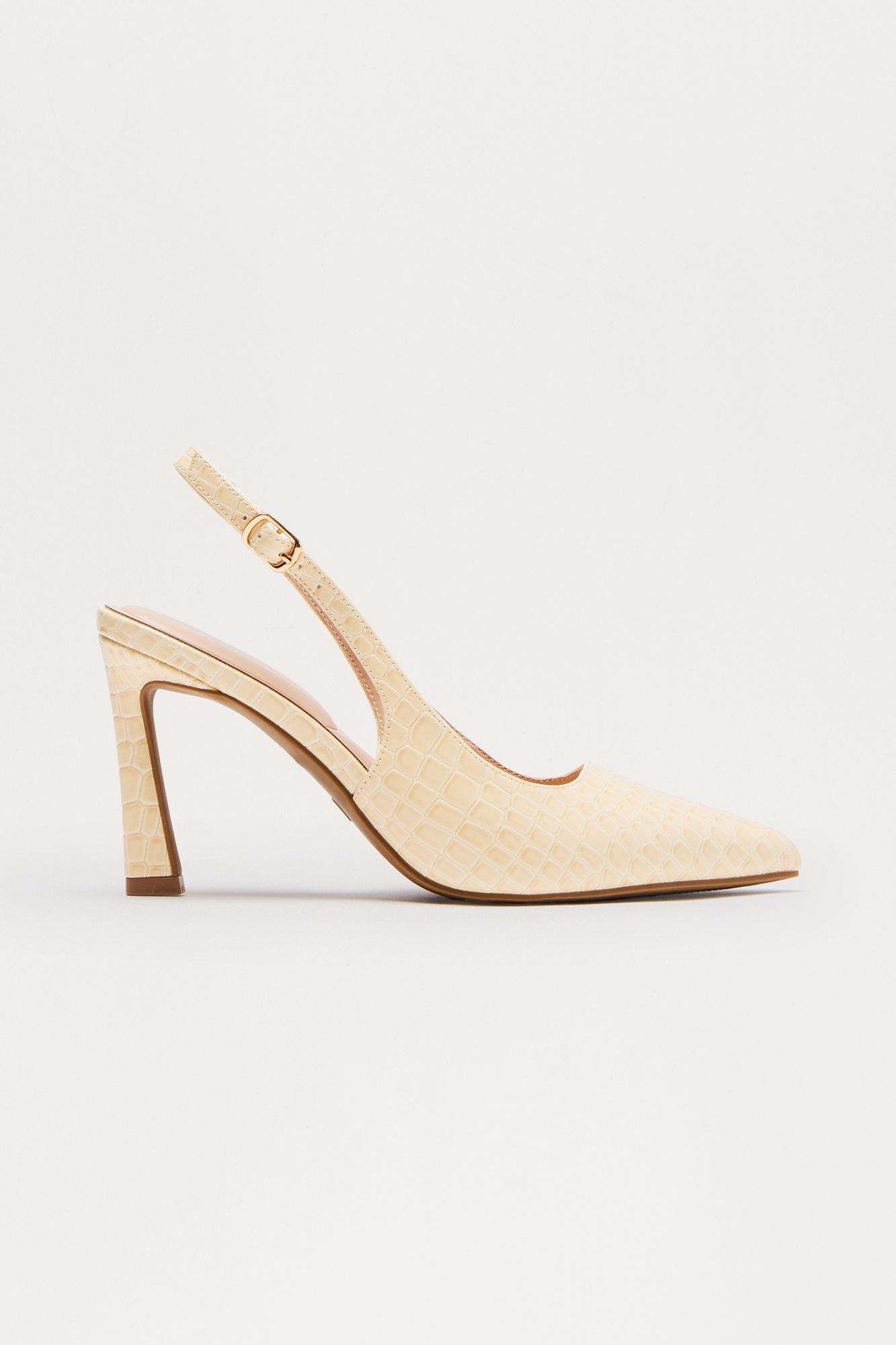 Tate Croc Slingback Pumps - Beige Female Product Image