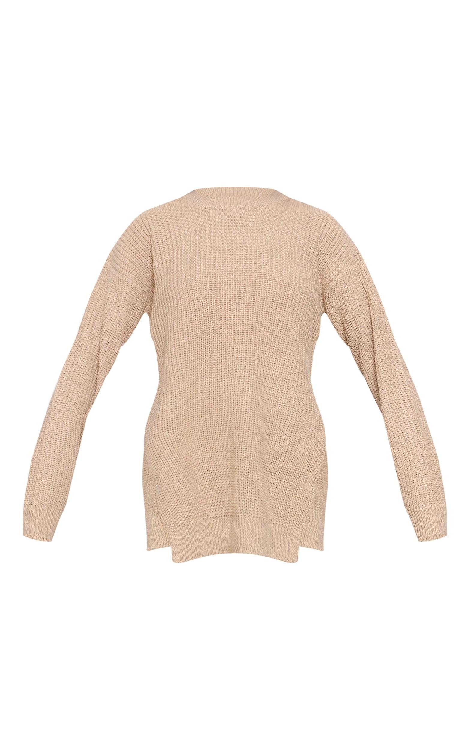 Stone Round Neck Side Split Sweater Product Image