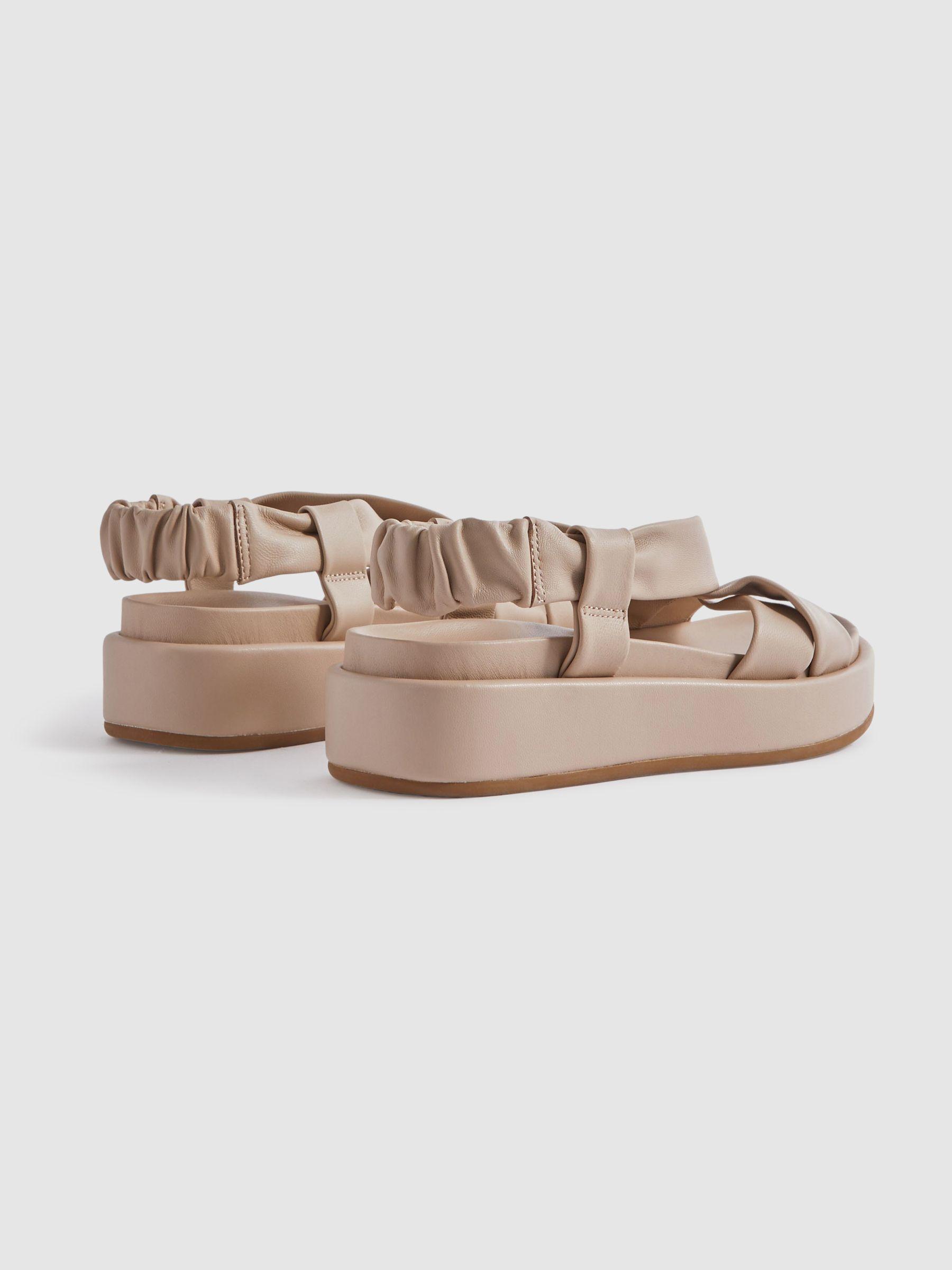 Chunky Platform Leather Sandals in Nude Product Image