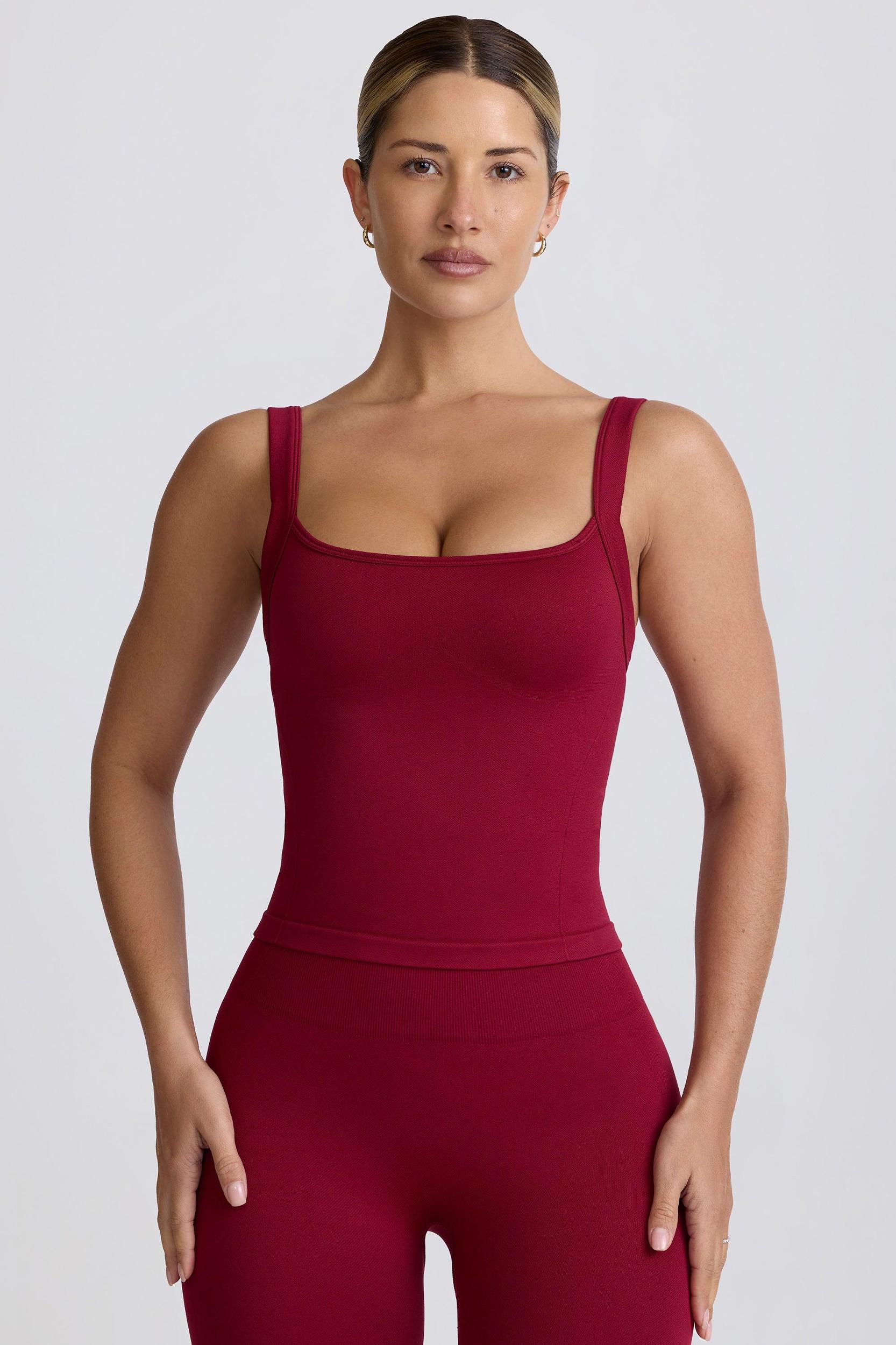 Super Sculpt Seamless Longline Tank Top in Burgundy Product Image