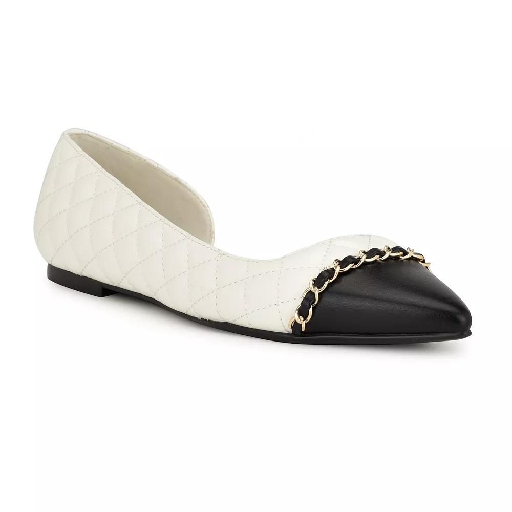 Nine West Breza Women's Slip-on Pointy Toe Dress Flats, Size: 11, White Black Product Image