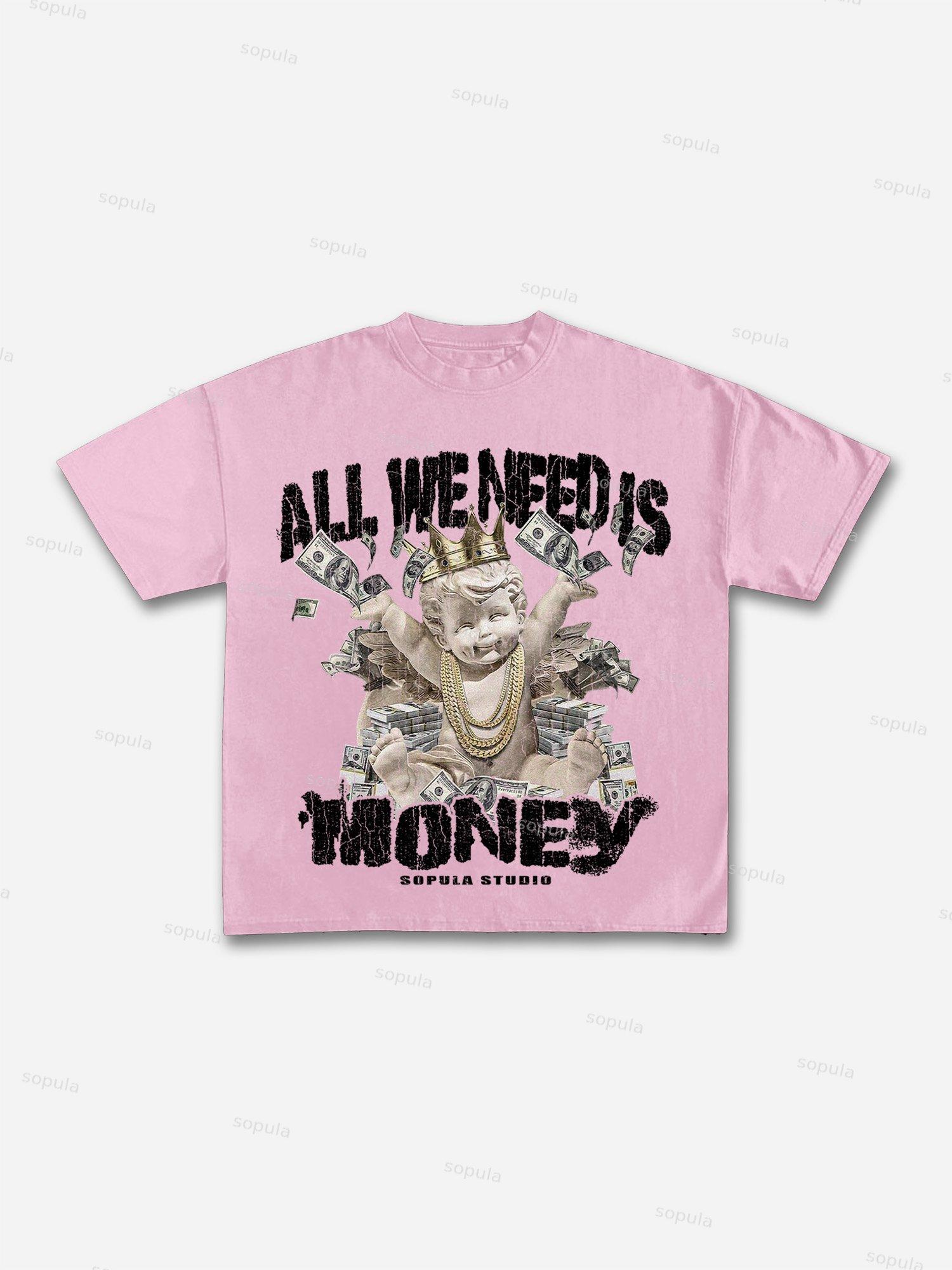 Money Angel Graphic Print Cotton T-shirt Product Image