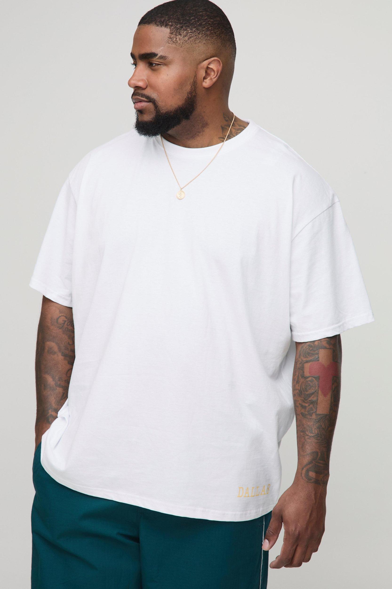 Plus Oversized Western Dallas Texas Landscape Print T-Shirt | boohooMAN USA Product Image