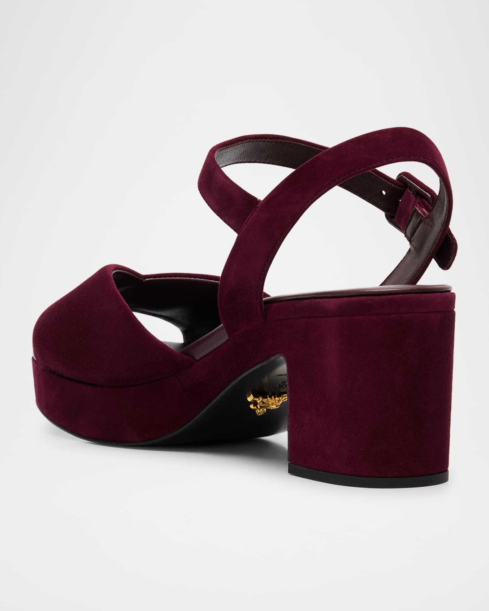 Suede Triangle Logo Platform Sandals  Product Image