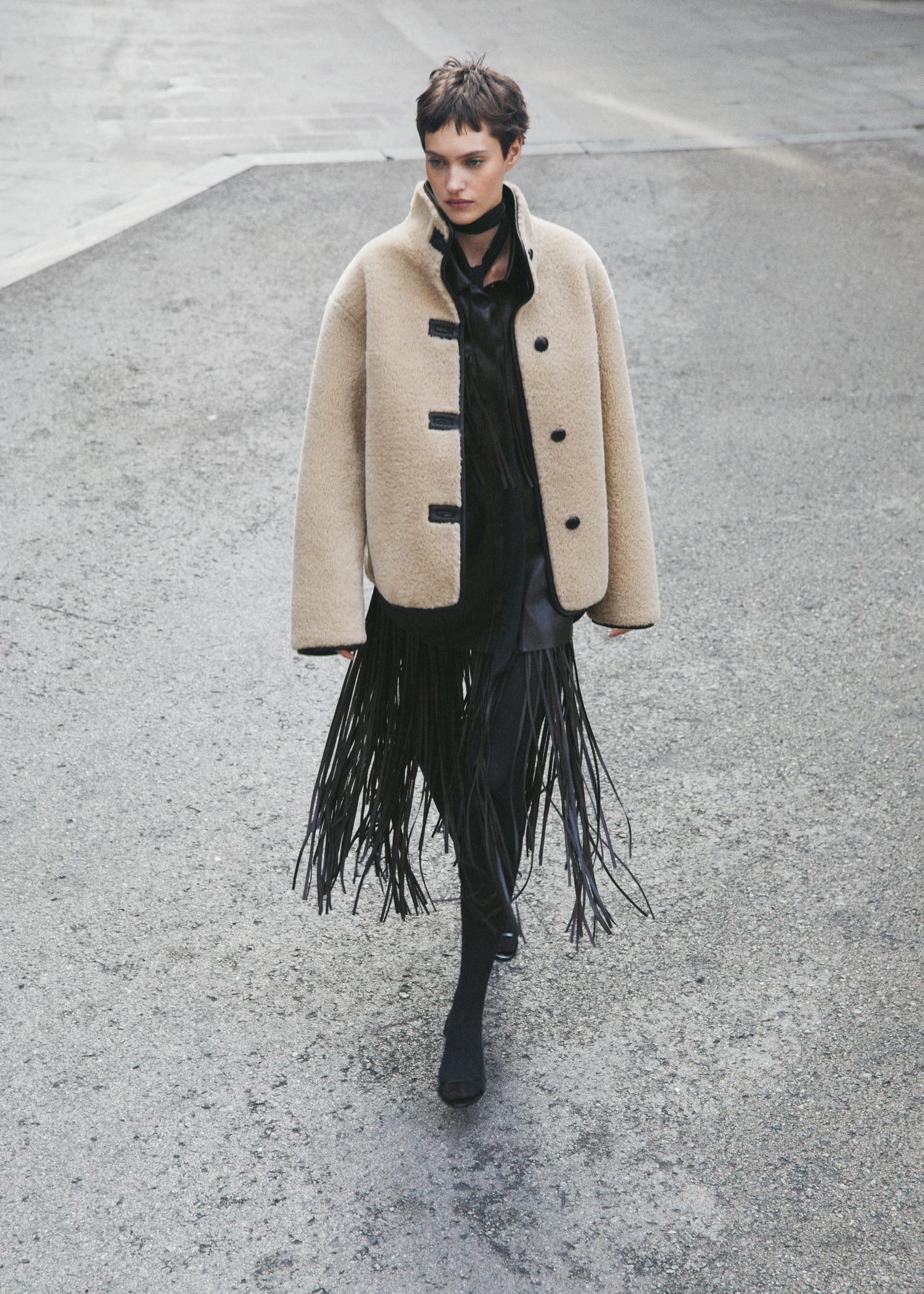 Short fur effect coat - Women | MANGO USA Product Image