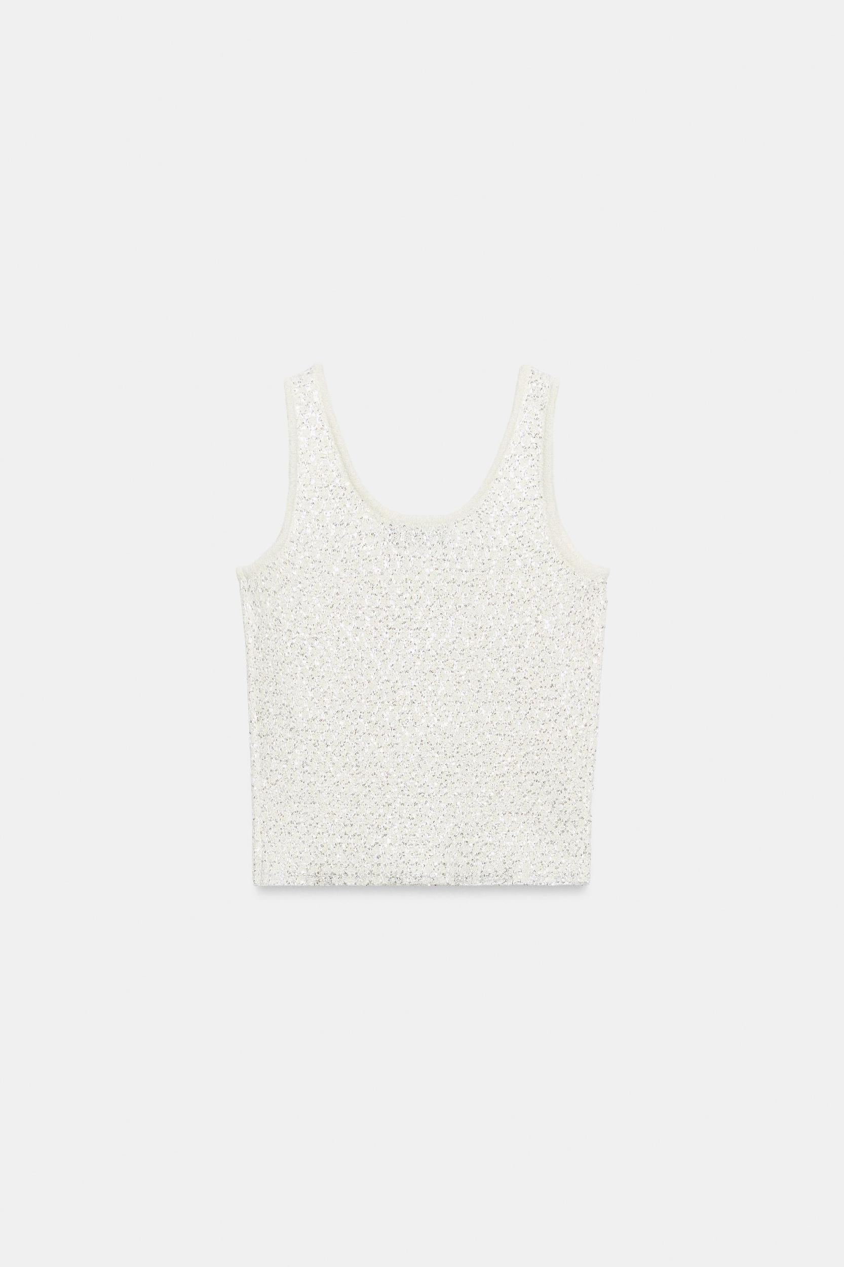 METALLIC THREAD SEQUIN KNIT TOP Product Image