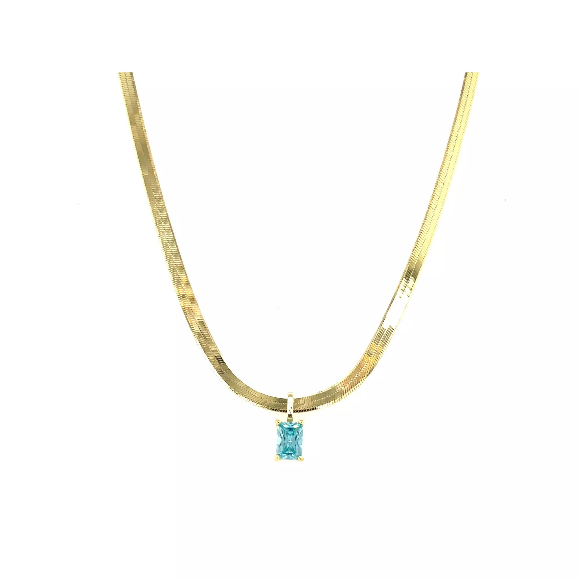 Meshmerise Gold Over Sterling Silver Paperclip Birthstone Herringbone Necklace, Women's, Size: 16-18" ADJ, March Product Image