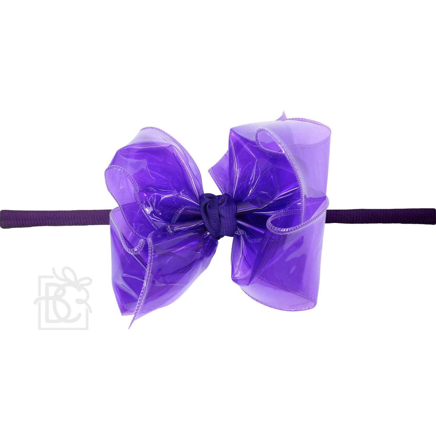1/4" PANTYHOSE HEADBAND W/WATERPROOF BOW: 5.5" Huge - 2.5" Ribbon / AQUA Product Image