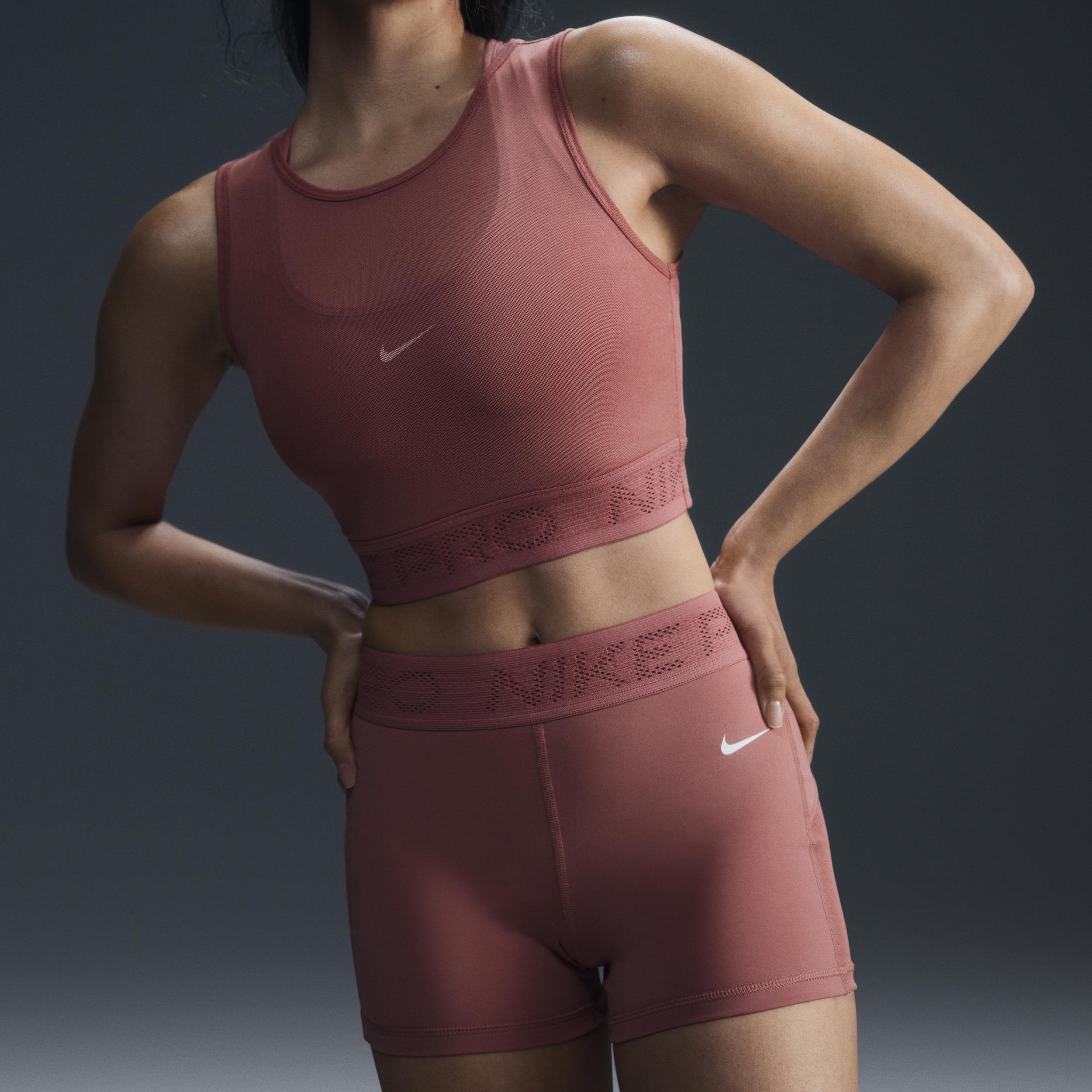 Women's Nike Pro Mid-Rise 3" Mesh-Paneled Shorts Product Image