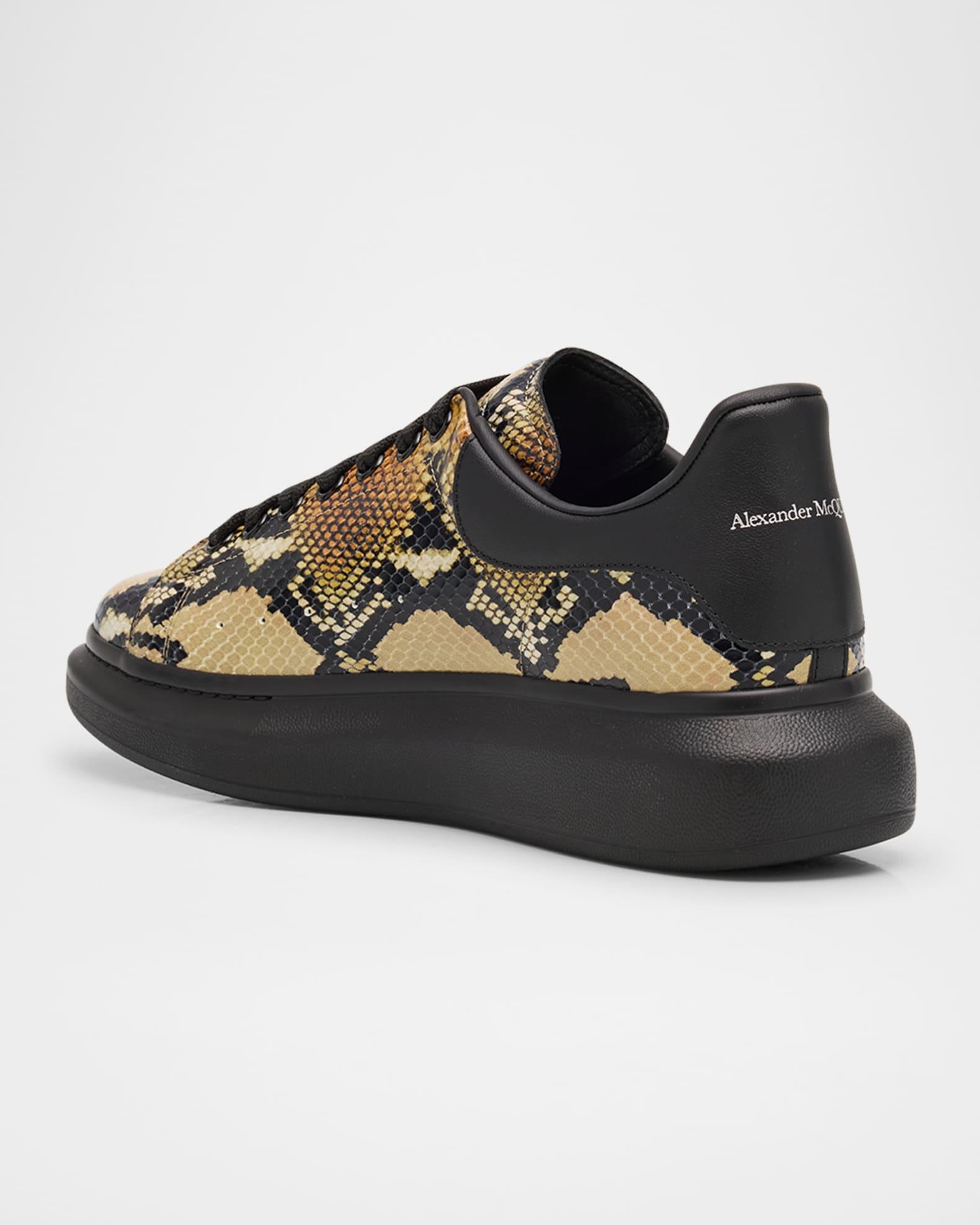 Men's Oversized Python-Effect Leather Sneakers Product Image