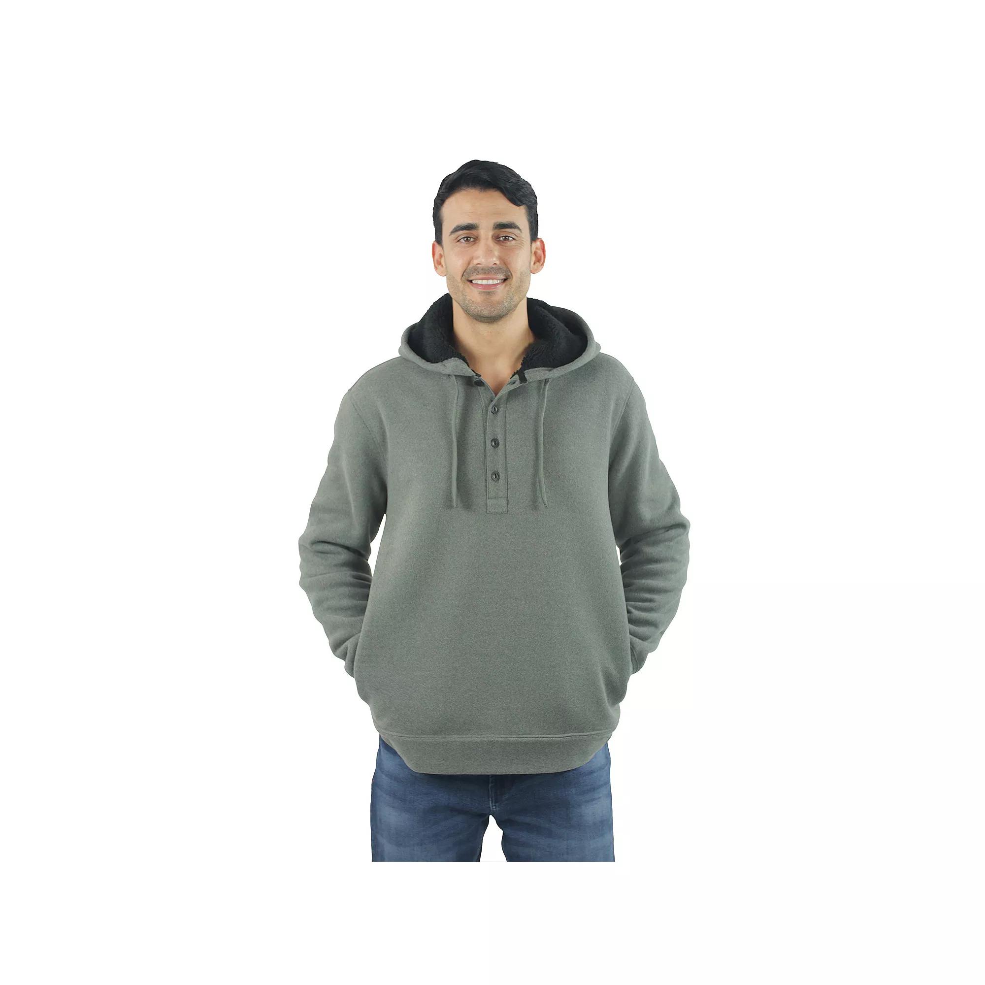 Men's JACHS NY Sherpa-Lined Hooded Henley, Size: Small, Grey Product Image
