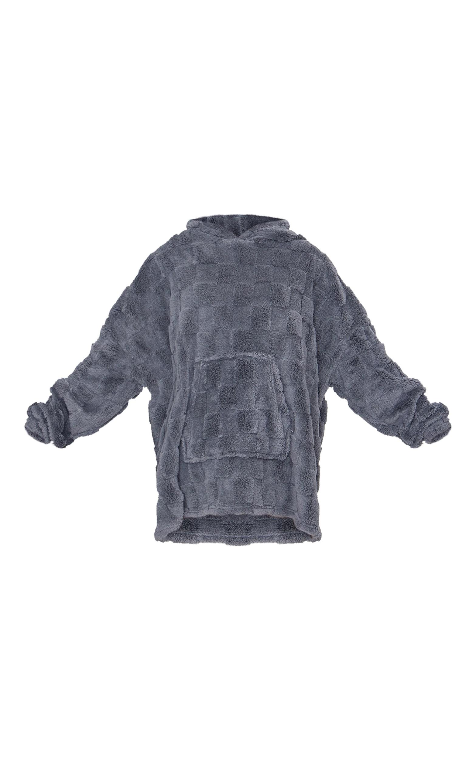 Charcoal Checkerboard Fleece Hooded Blanket Product Image