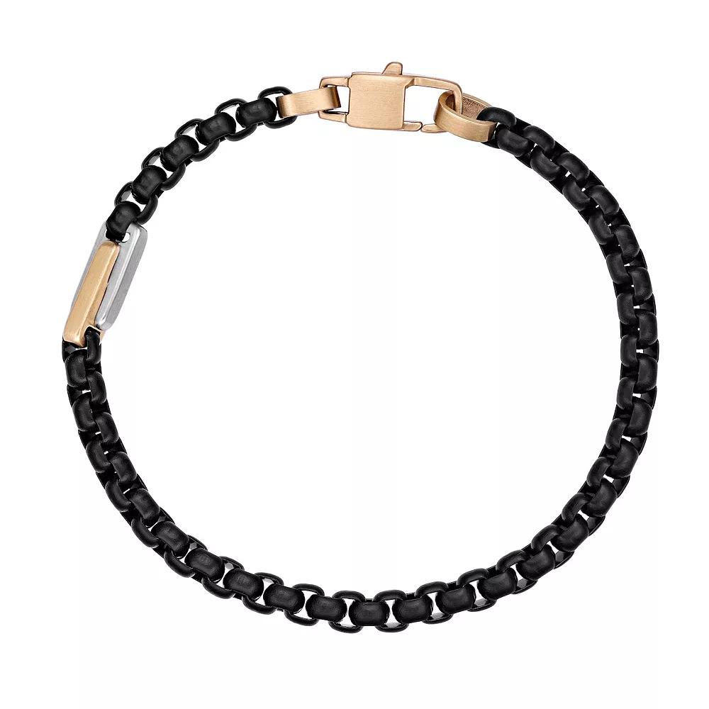 LYNX Men's Stainless Steel Two Tone Round Box Chain Bracelet, Size: 8.5" Product Image