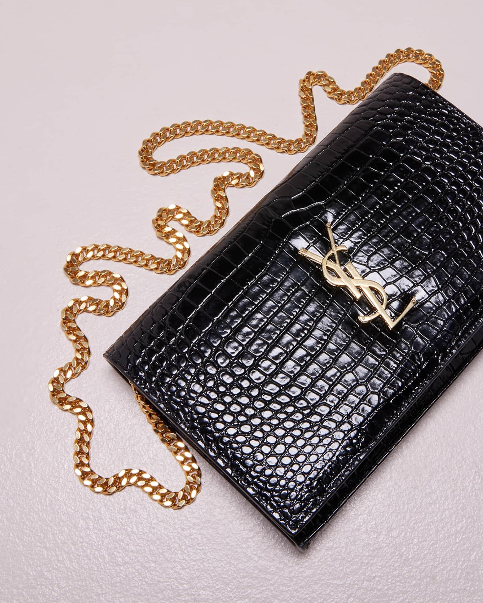 Cassandra YSL Wallet on Chain in Croc Embossed Leather Product Image
