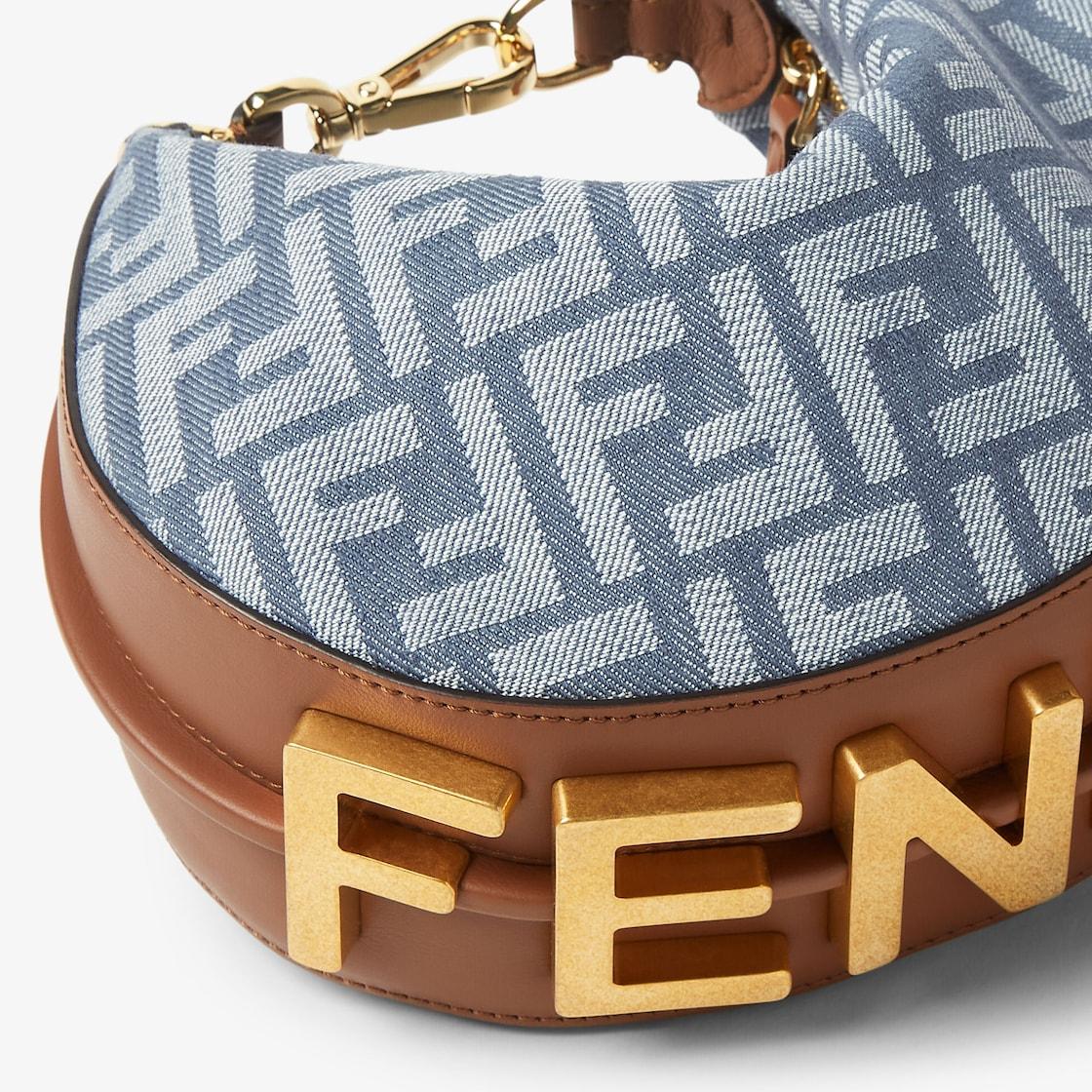 Fendigraphy MiniBlue denim-effect FF jacquard mini-bag Product Image
