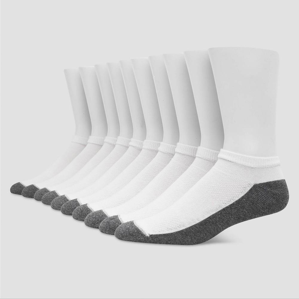 Hanes Premium Men's Big & Tall Low Cut Socks 10pk - White 12-14: Cushioned Sole, Reinforced Heel & Toe, Breathable, Moisture Wicking Product Image