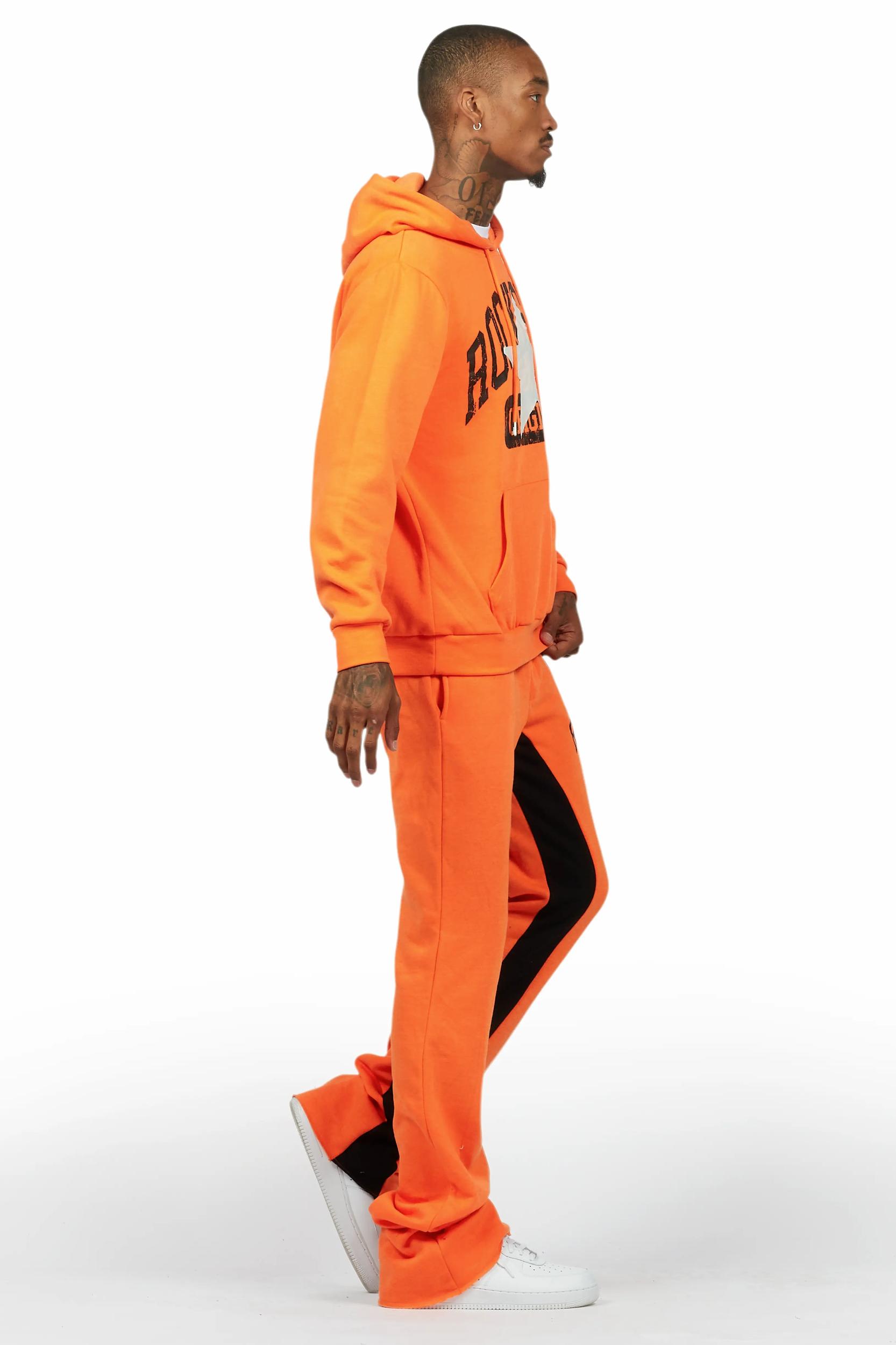Mallor Orange Baggy Stacked Hoodie Track Set Male Product Image