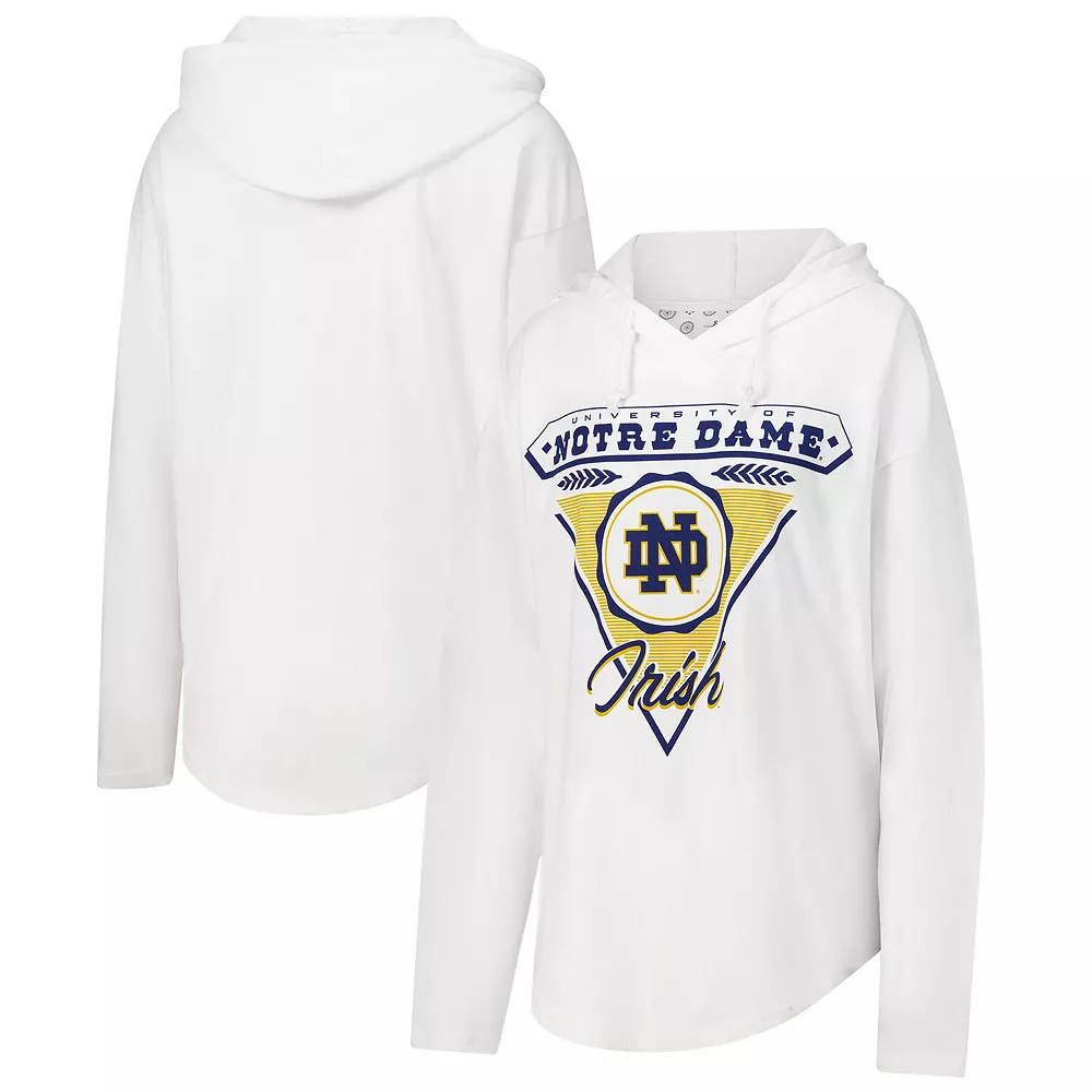 Women's Pressbox White Notre Dame Fighting Irish San Bruno Hoodie Long Sleeve T-Shirt,  Product Image