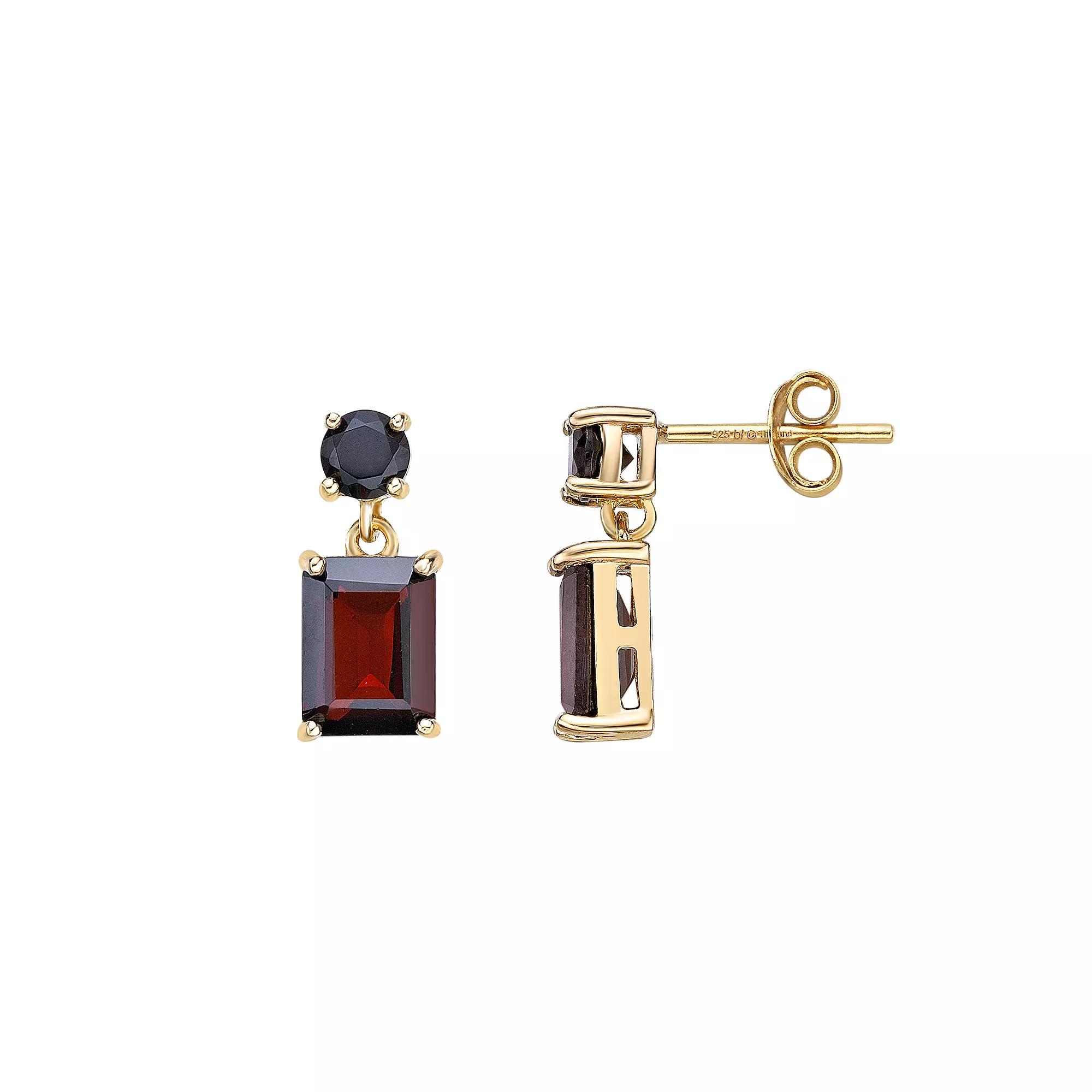 Gemminded 18k Gold Over Silver Garnet Drop Earrings, Women's, Gold Tone Product Image