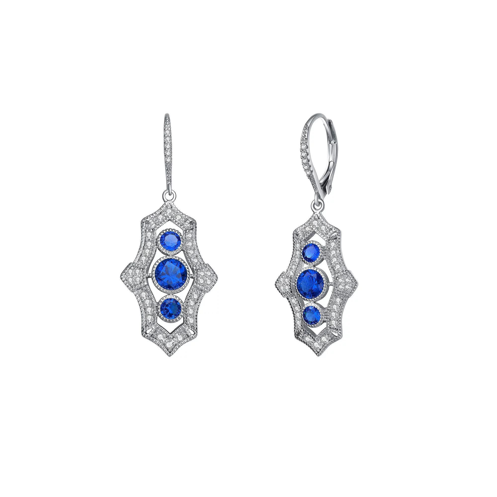 Sterling Silver Cubic Zirconia Leverback Drop Earrings, Women's Product Image