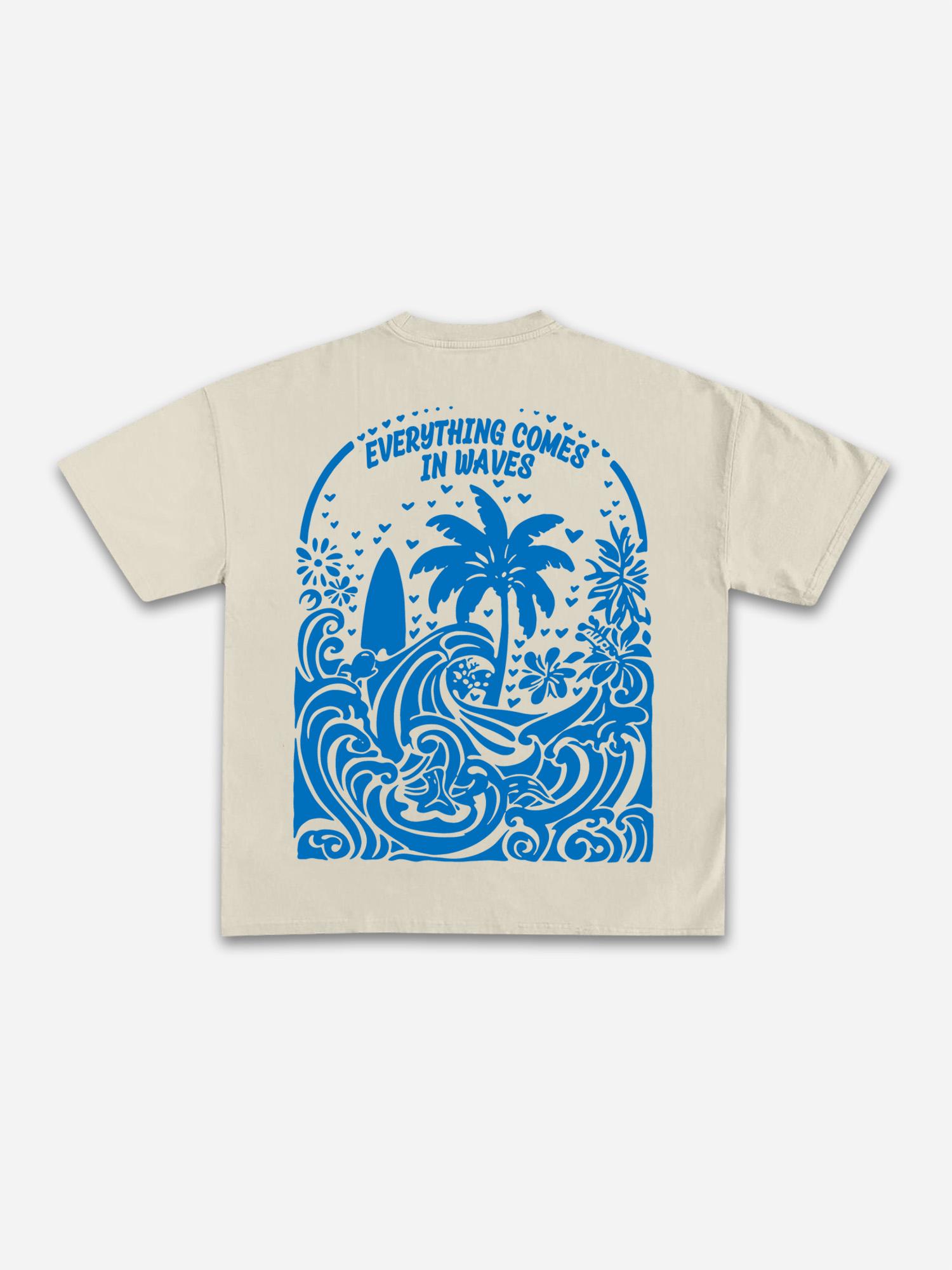 Sopula Everything Comes In Waves Casual Graphic Cotton T-shirt Product Image