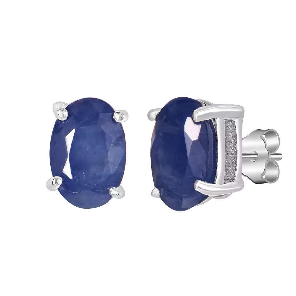 Gemistry 14k White Gold Oval Gemstone Stud Earrings, Women's, Blue Product Image