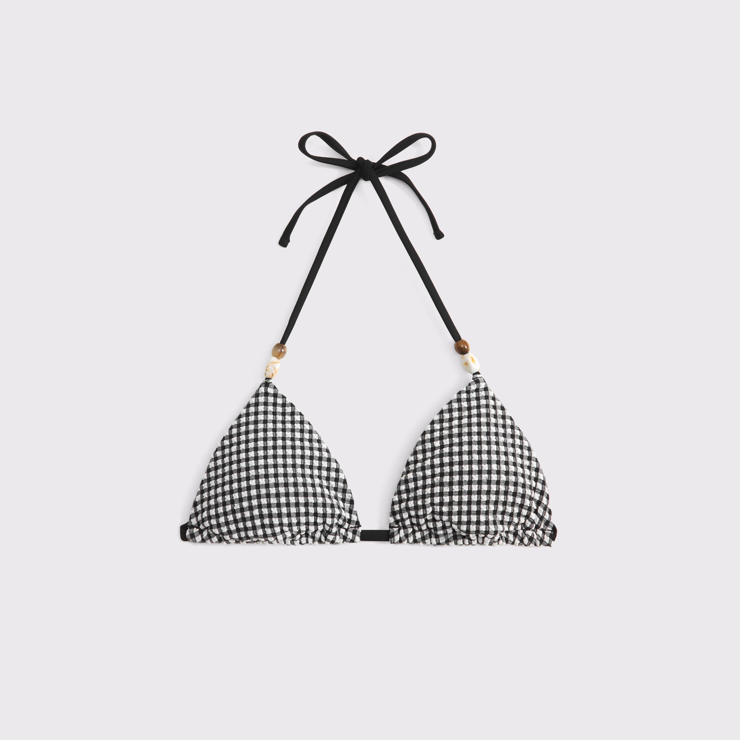 Beaded Halter String Triangle Bikini Top Product Image