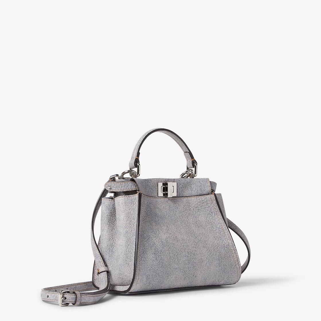 Peekaboo MiniGray leather bag with a faded denim effect. Product Image