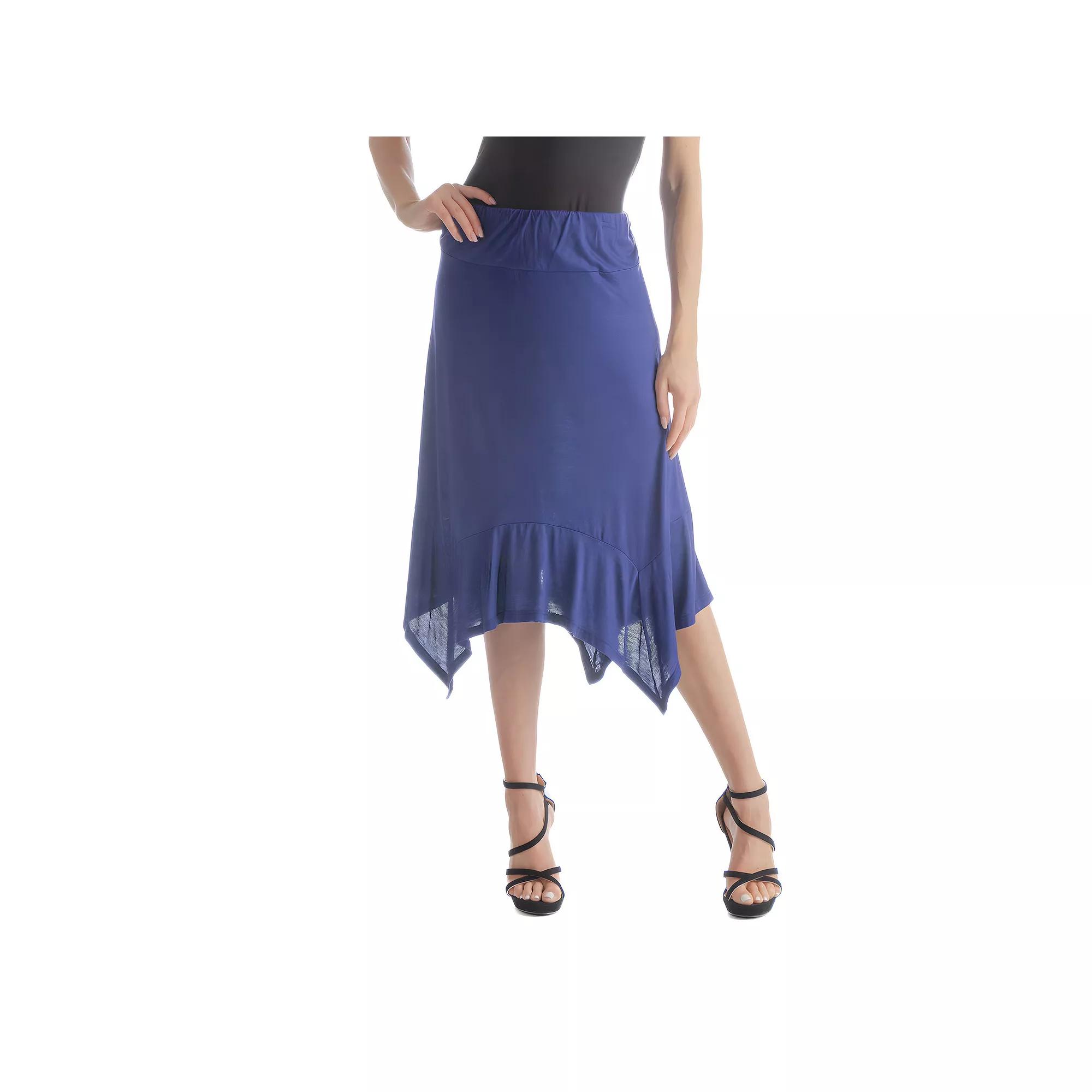 Women's 24Seven Comfort Apparel Elastic Waist Handkerchief Midi Skirt, Size: XXL, Blue Product Image