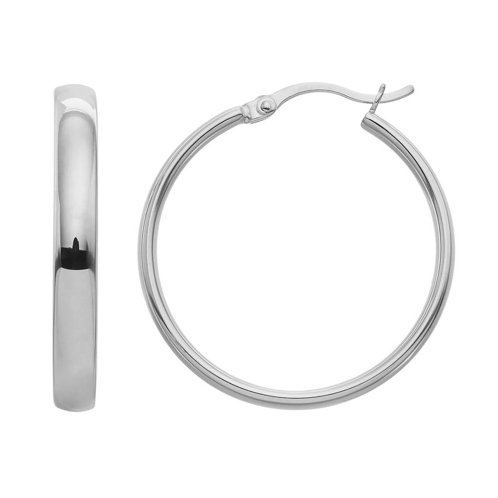 Sterling Silver Hoop Earrings, Womens, 18k Gold Over Silver Product Image