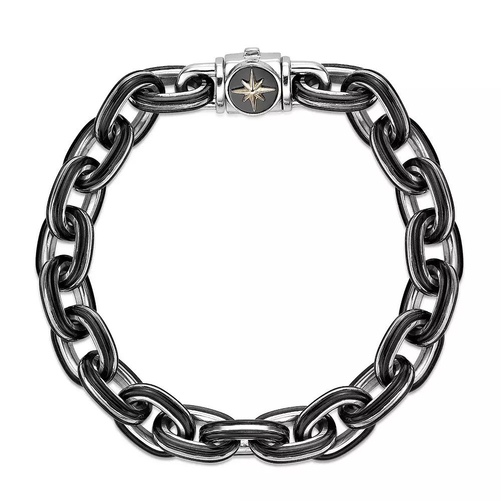 Men's LYNX Black Ion-Plated Stainless Steel 10 mm Cable Chain Bracelet, Size: 8.5" Product Image