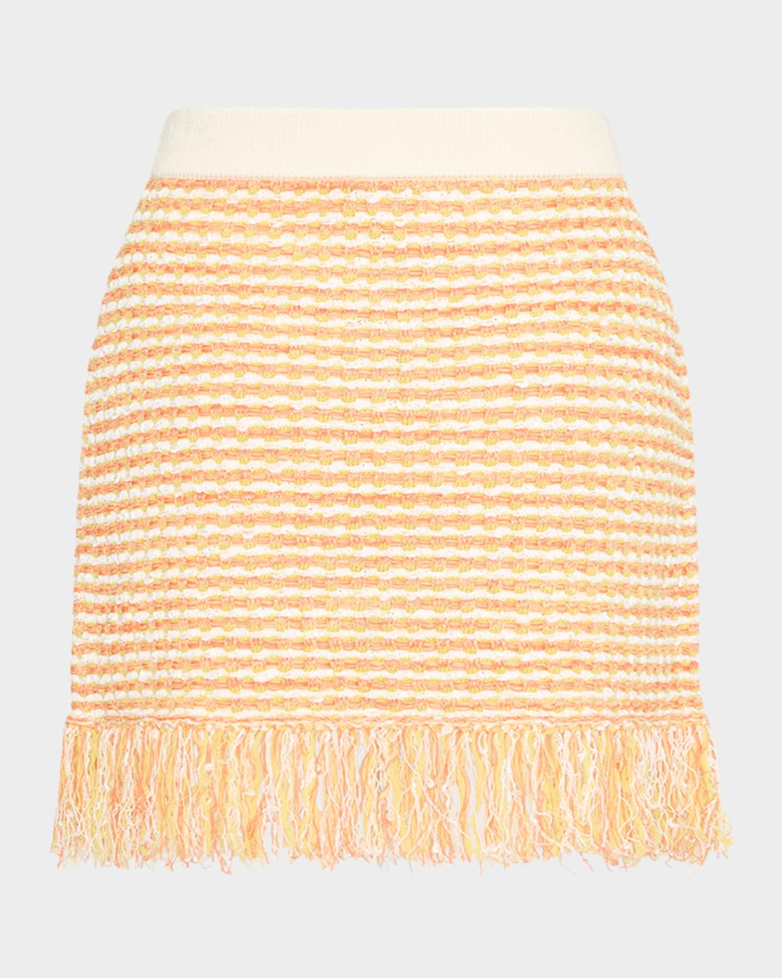 Fringed Tweed Knit Cardigan Jacket Product Image