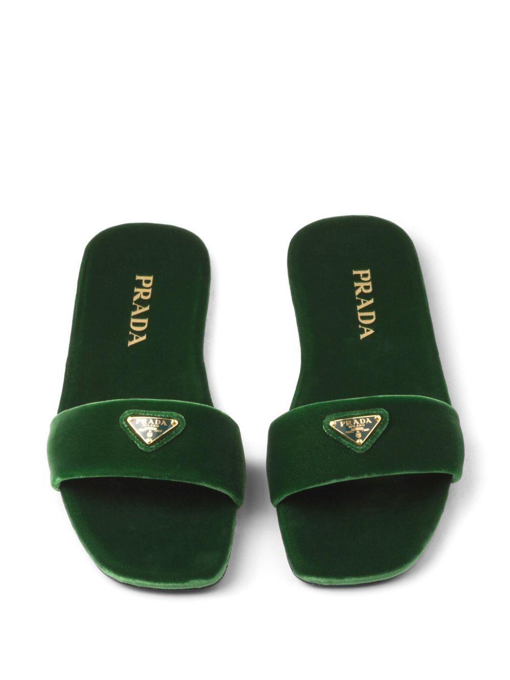 triangle-logo velvet slides Product Image