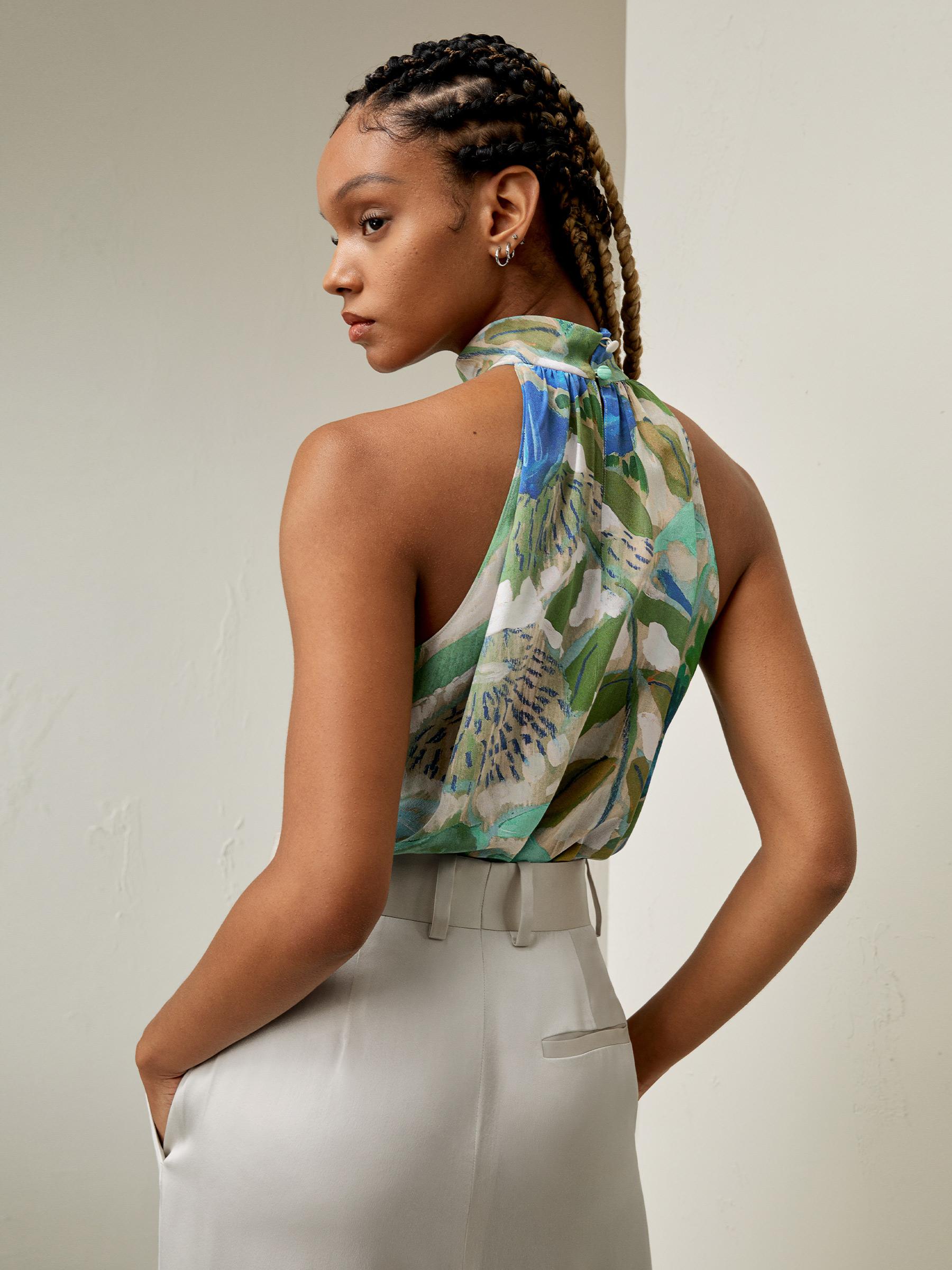 Praslin Mock Neck Silk Top Product Image