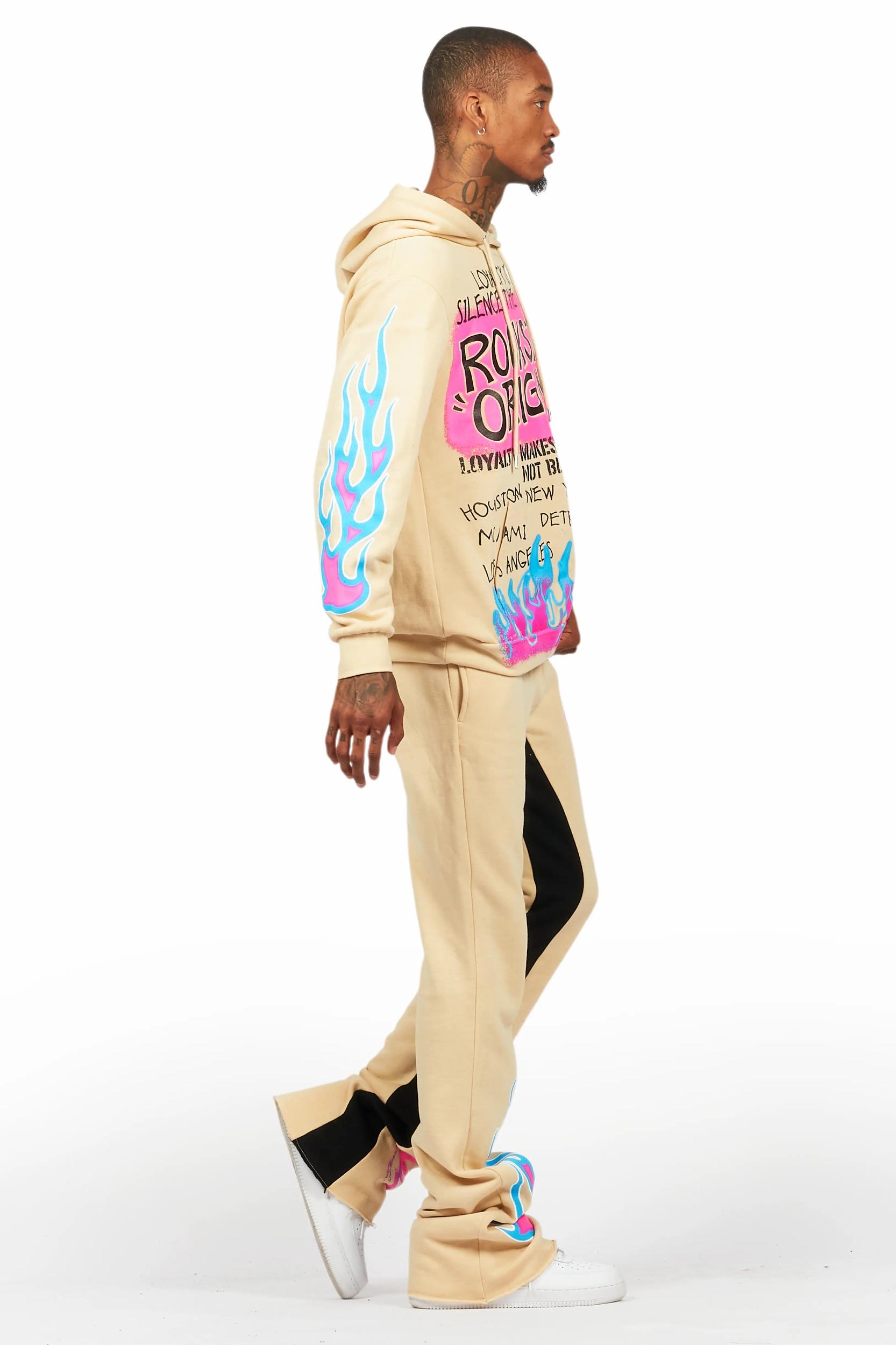 Beno Beige Hoodie/Baggy Track Pant Set Male Product Image