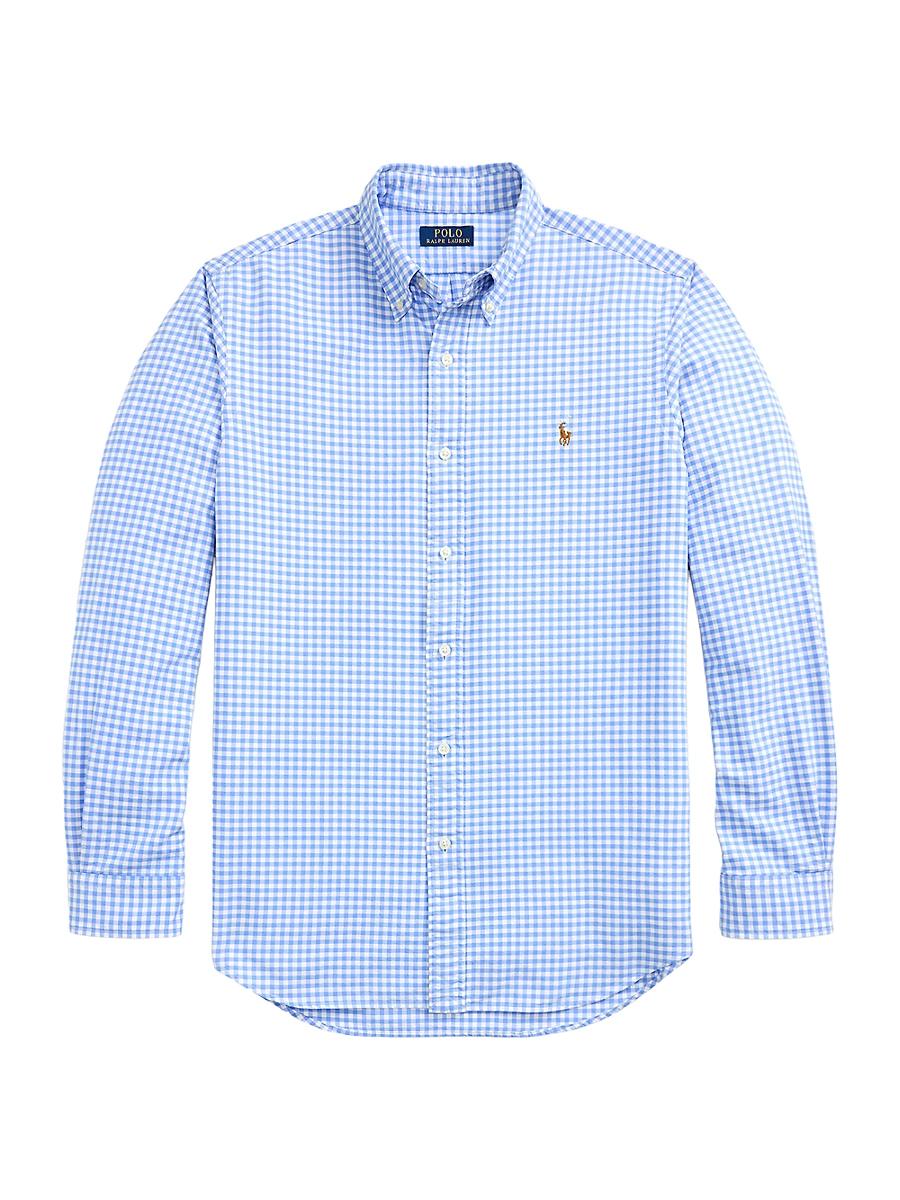 Mens Logo-Embroidered Gingham Cotton Oxford Shirt Product Image