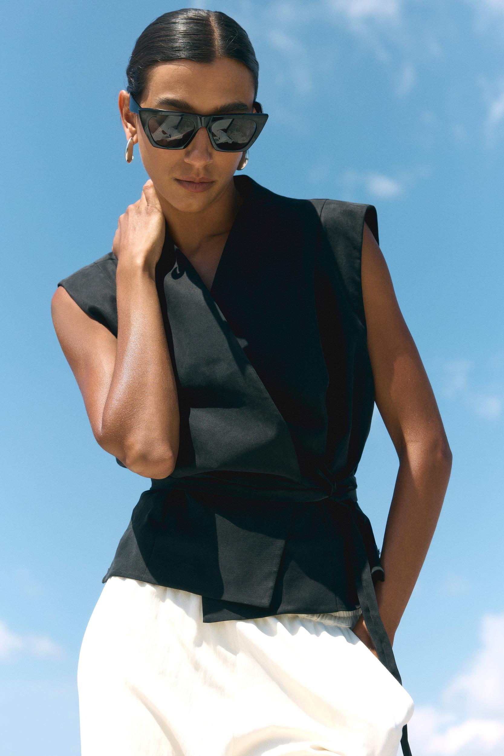 Leandra Tencel-Blend Wrap Vest Product Image